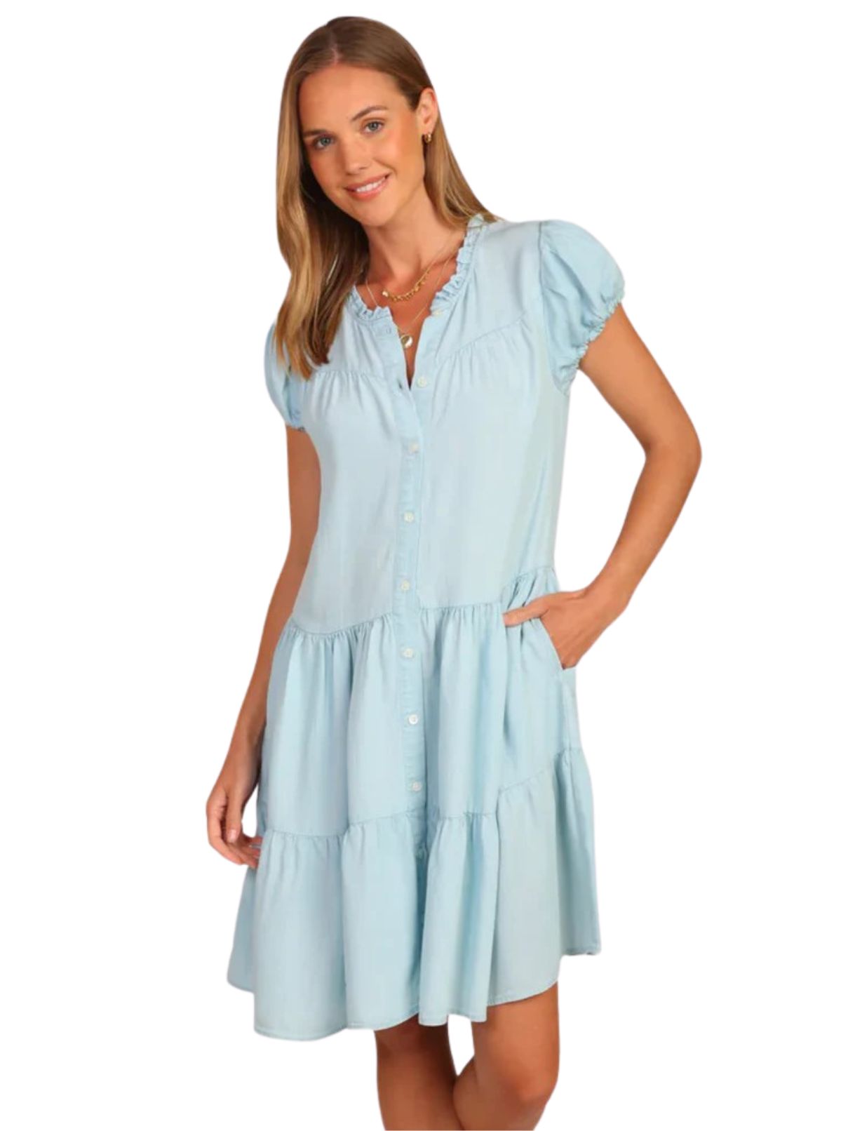 Dylan Frankie Dress in Lt Faded Denim