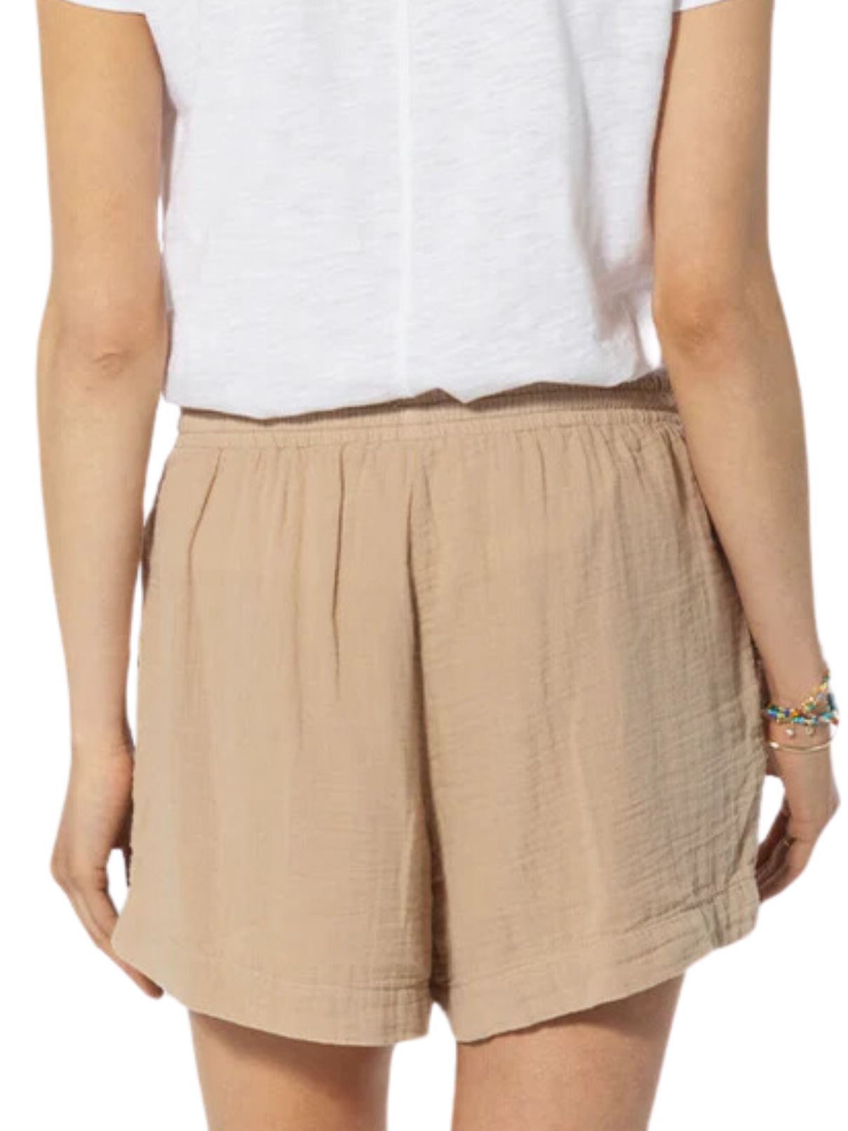 Dylan Gauze Drawstring Short in Khaki