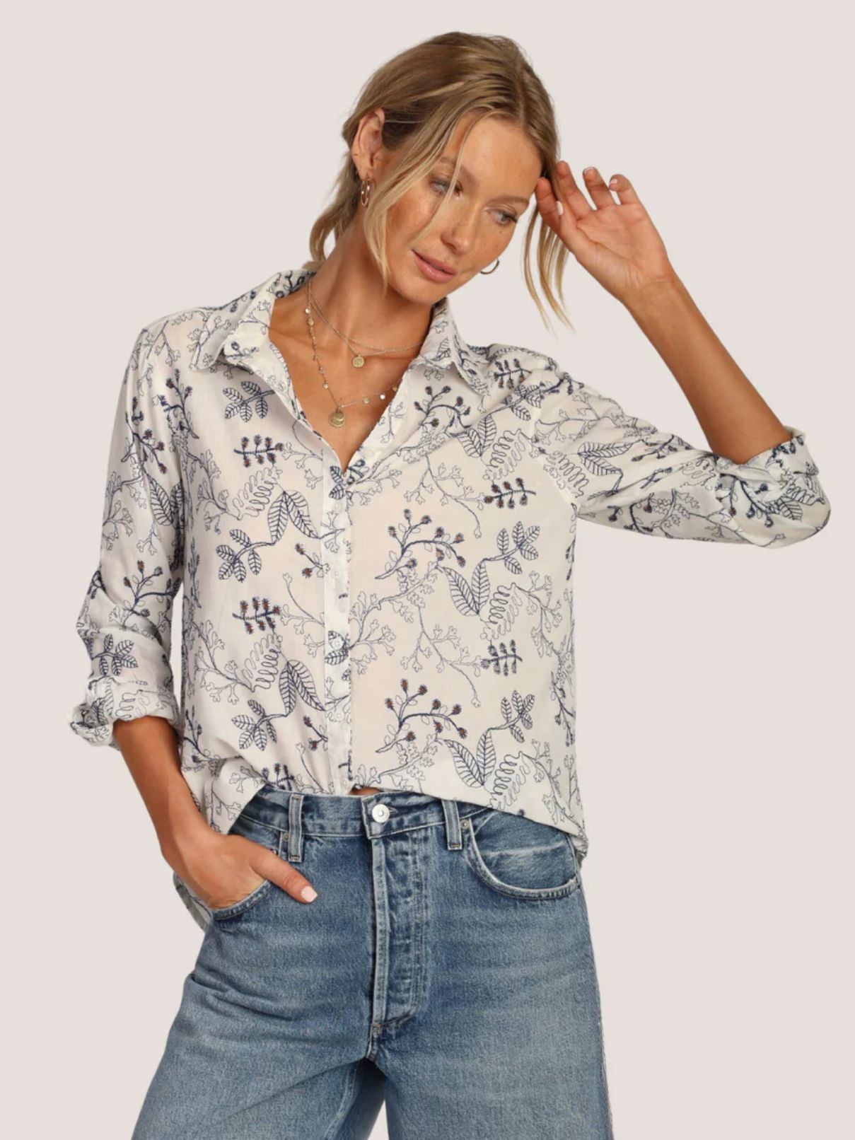 lily white blouse Dylan Lily Blouse in White/Navy