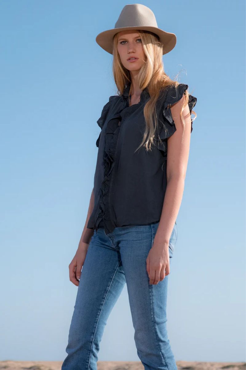 Dylan Mila Ruffle Top in Black