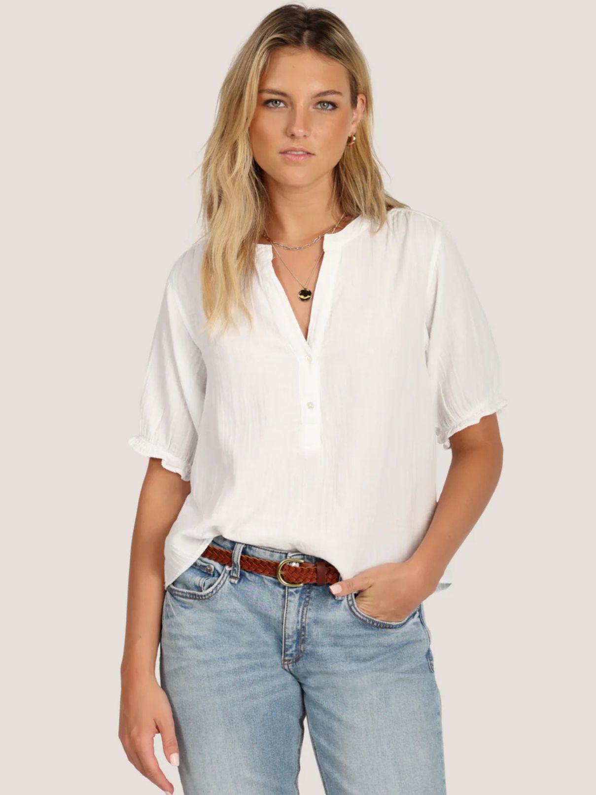 Dylan Milly Button White