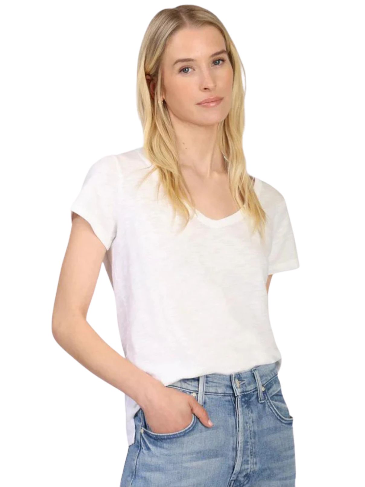 Dylan Modern Deep V Tee in White