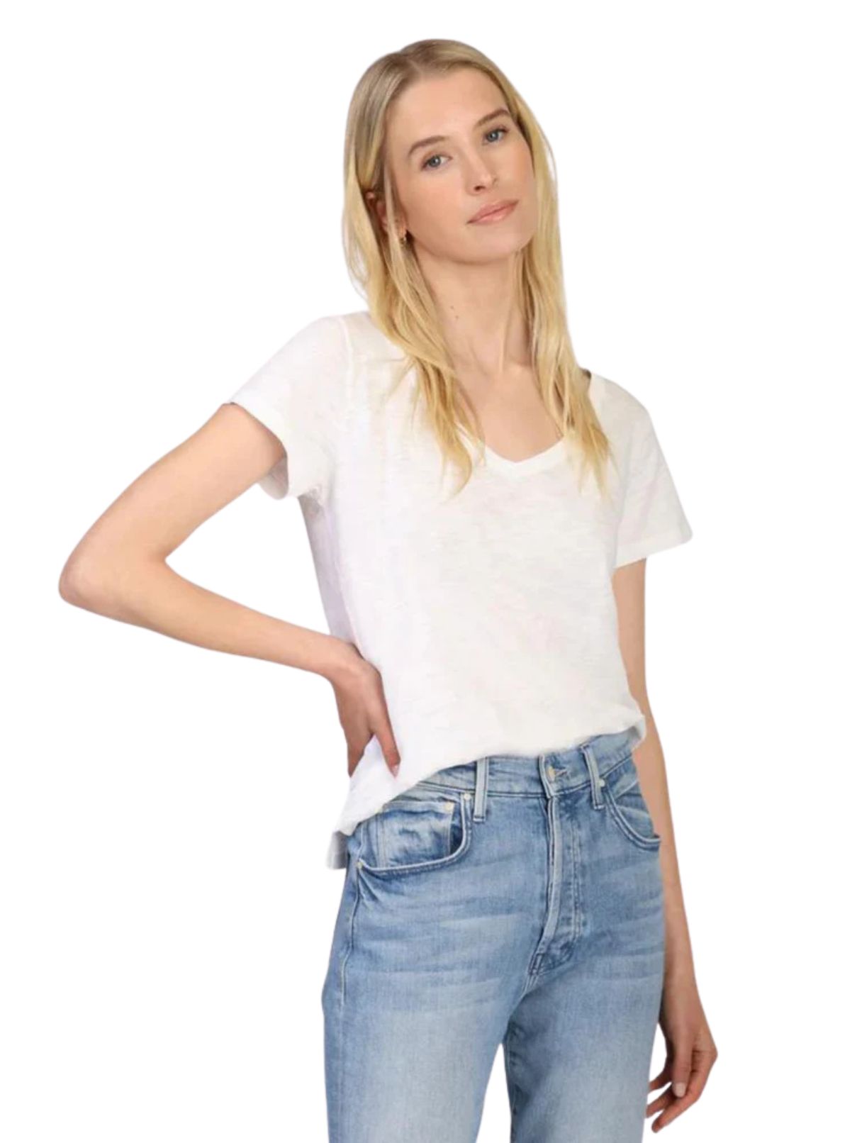 Dylan Modern Deep V Tee in White