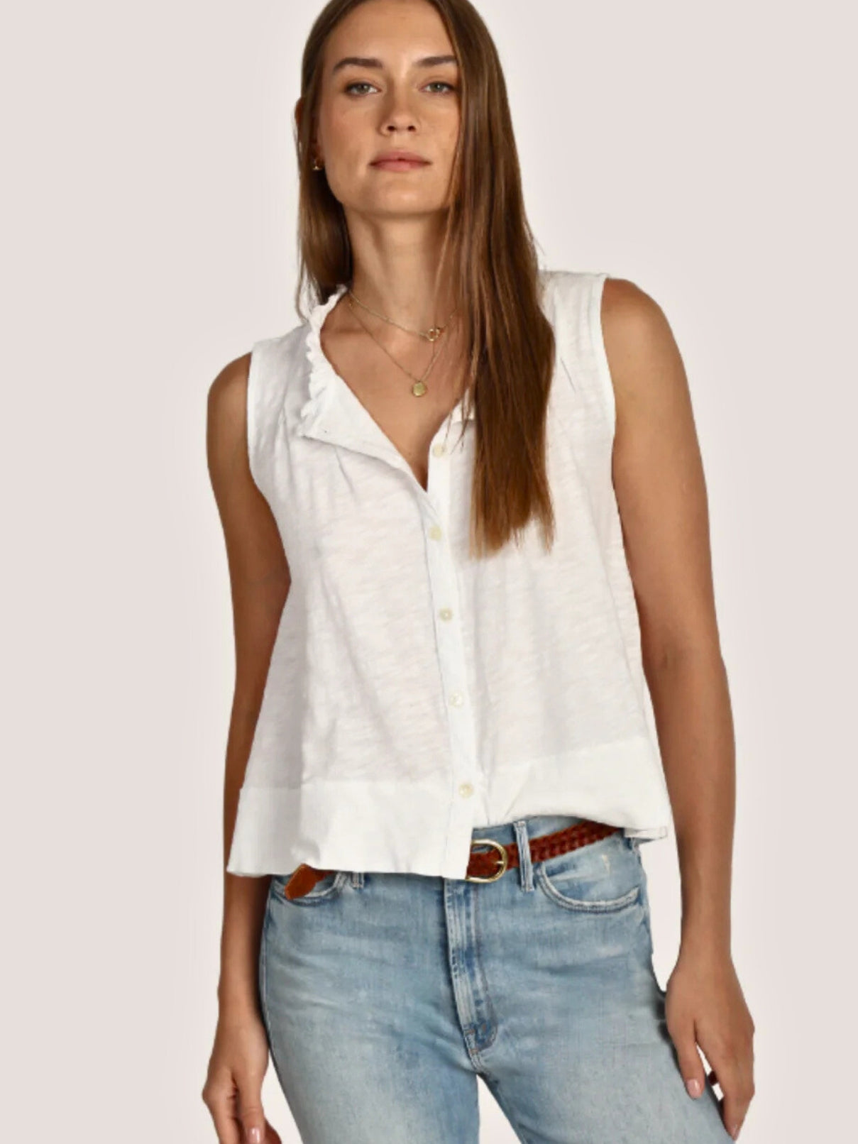 Dylan Peplum Hi-Lo Top in White