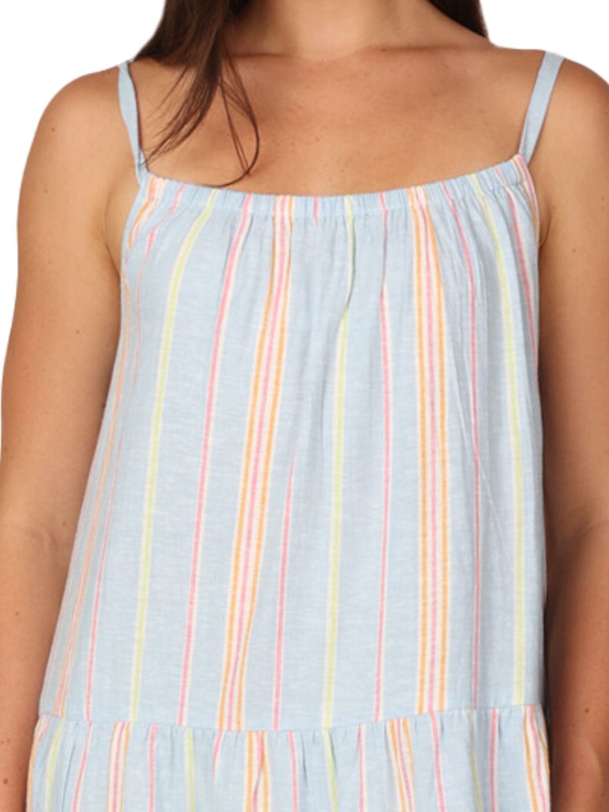 Dylan Tiered Slip Dress in Multi Stripe