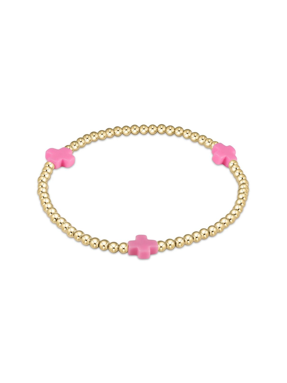 E Newton Signature Cross 3MM Bracelet in Bright Pink