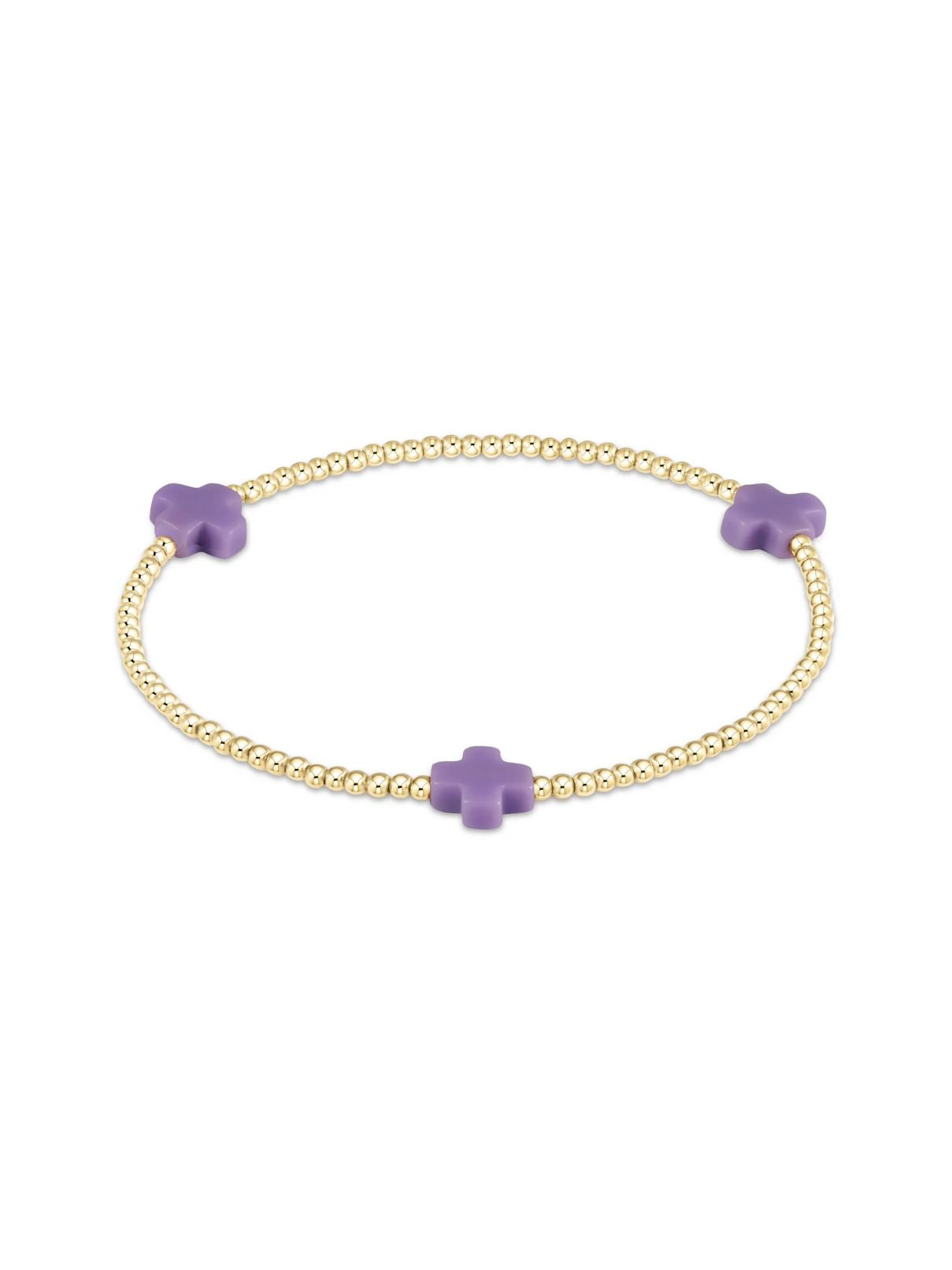 E Newton Signature Small Cross 2MM Bracelet in Purple