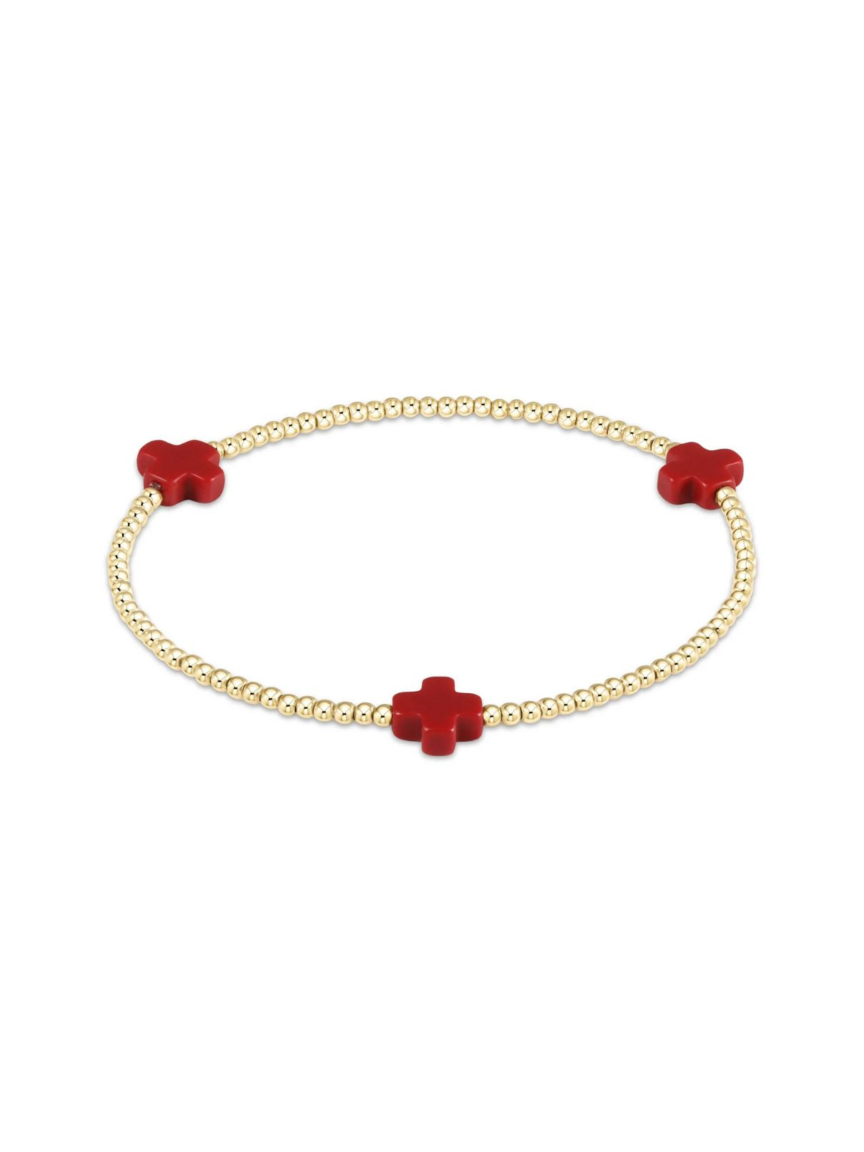 E Newton Signature Small Cross 2MM Bracelet in Red