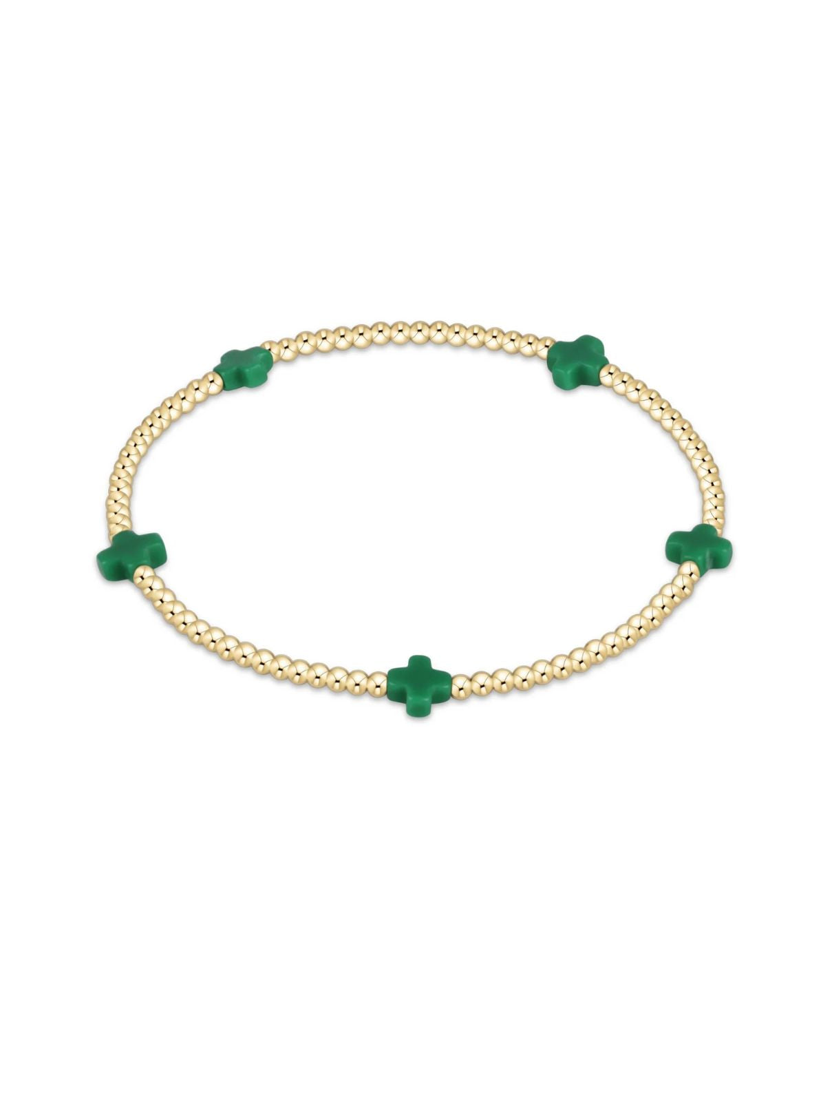 E Newton Signature Tiny Cross 2MM Bead in Emerald