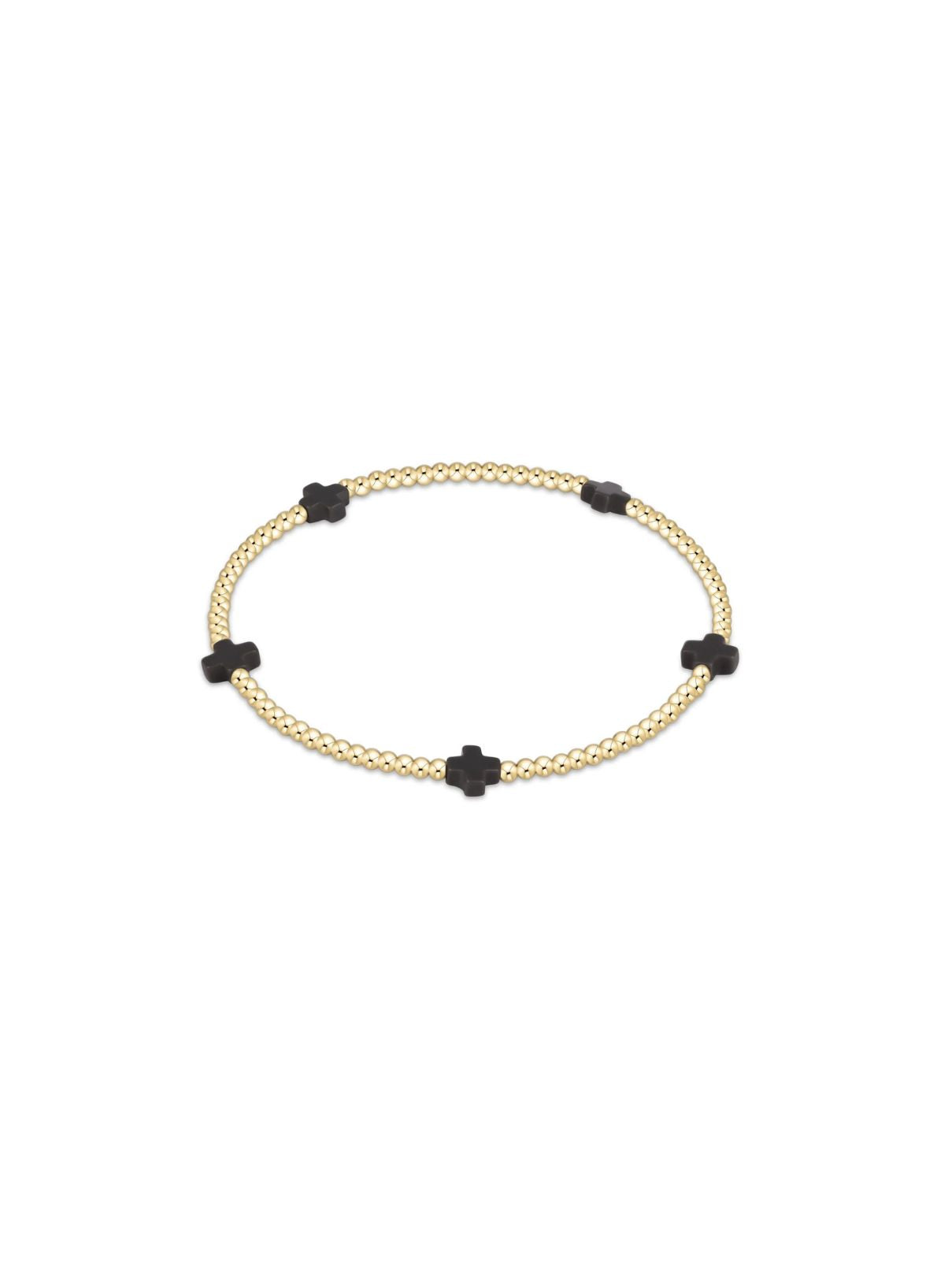 E Newton Signature Tiny Cross 2mm Bead in Onyx