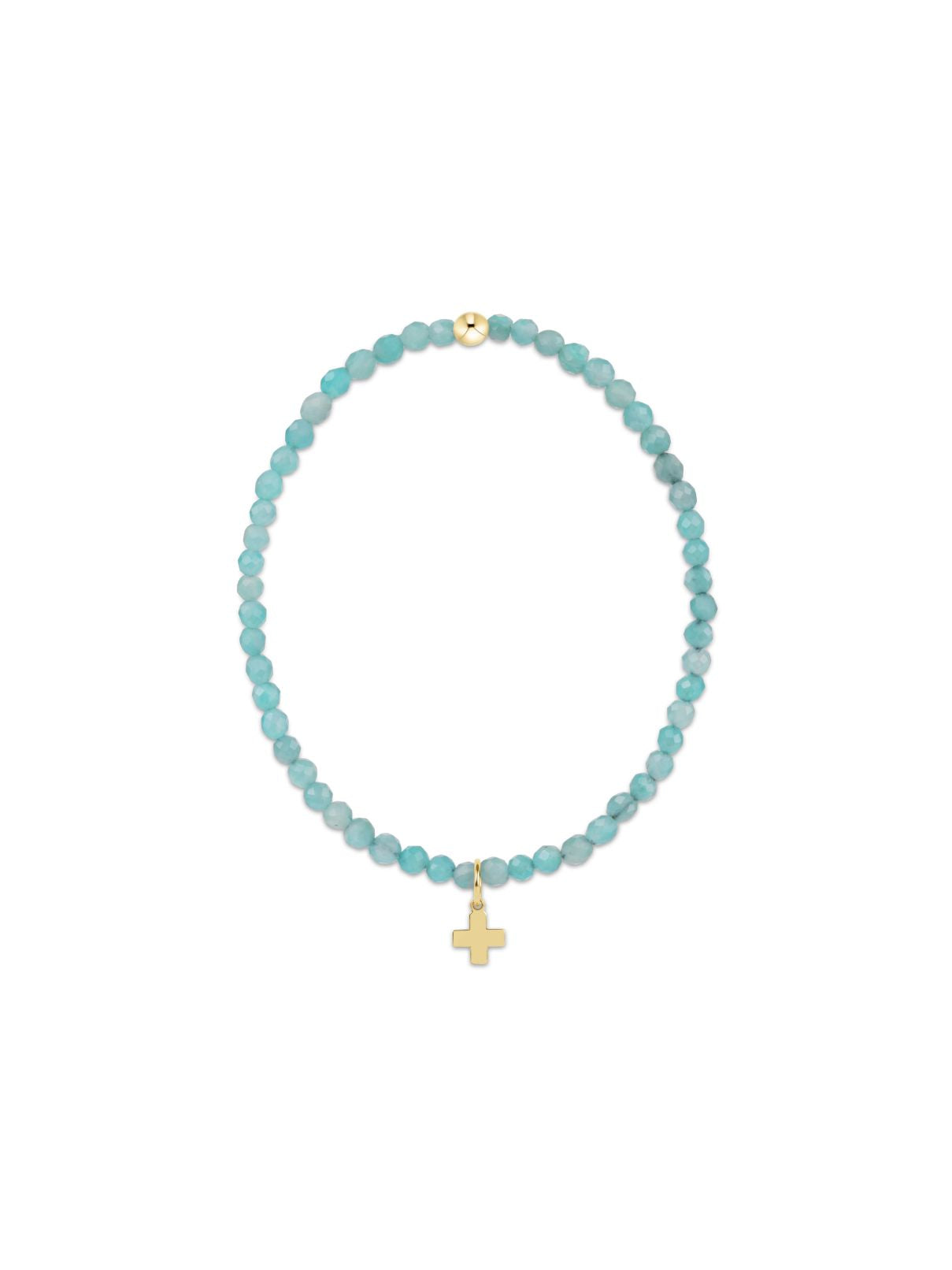 Enewton Classic Amazonite 3mm Bracelet with Signature Cross Gold Charm