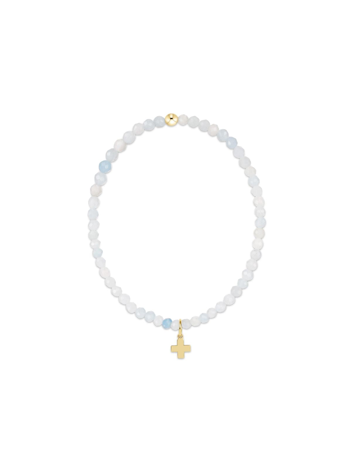 Enewton Classic Aquamarine 3mm Bracelet with Signature Cross Gold Charm