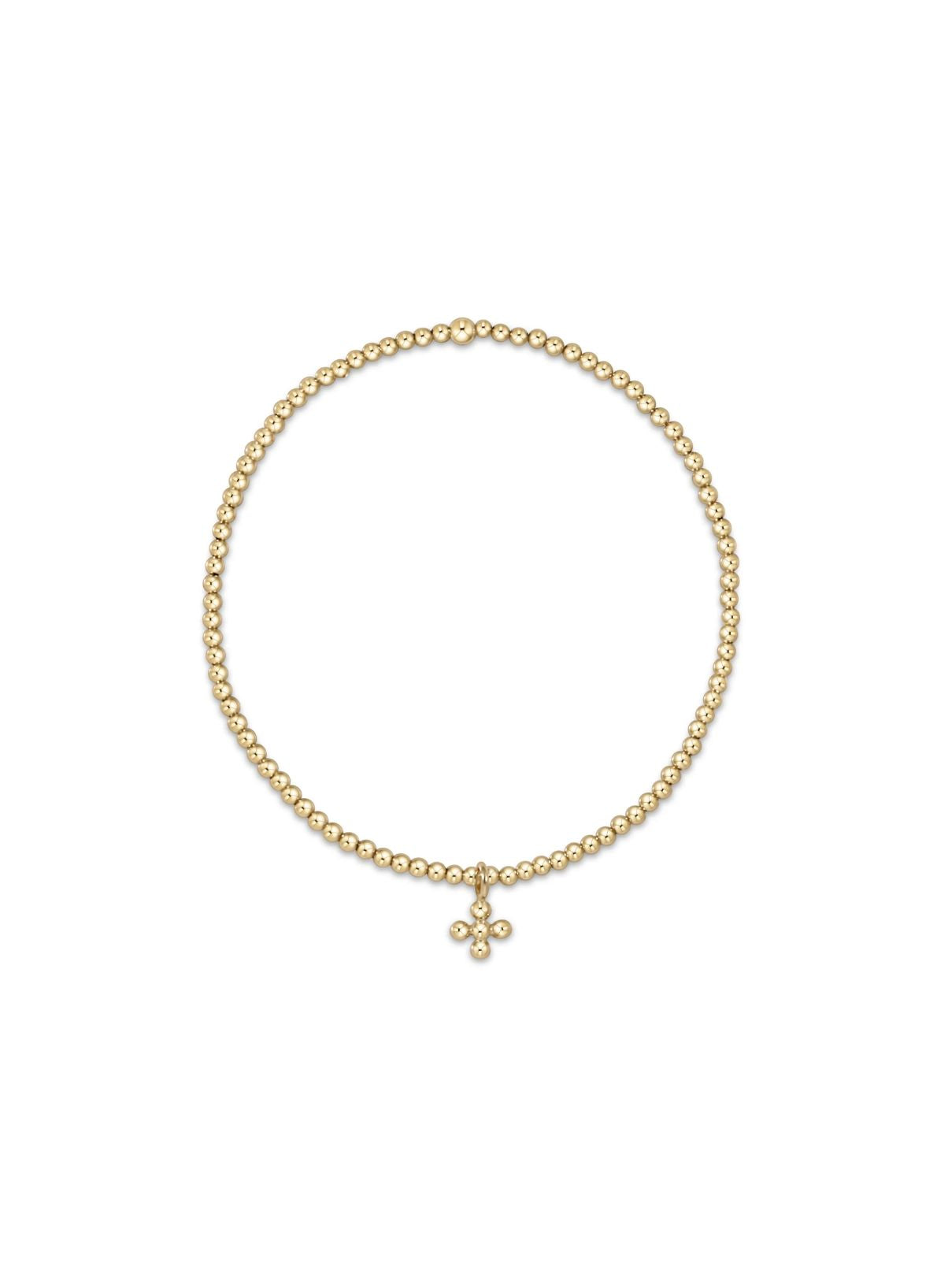 Enewton Classic Gold 2mm Bracelet – Beaded Signature Cross Small Gold Charm