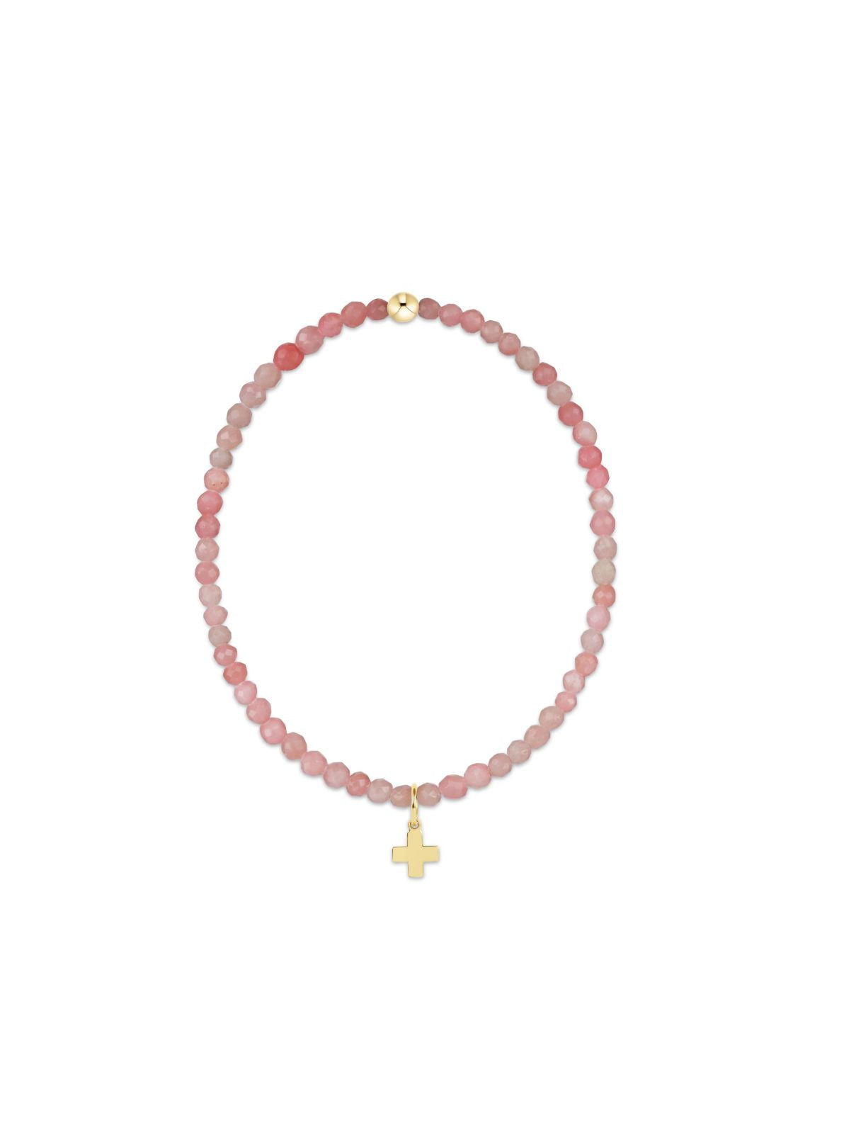 Enewton Classic Pink Opal 3mm Bracelet with Signature Cross Gold Charm