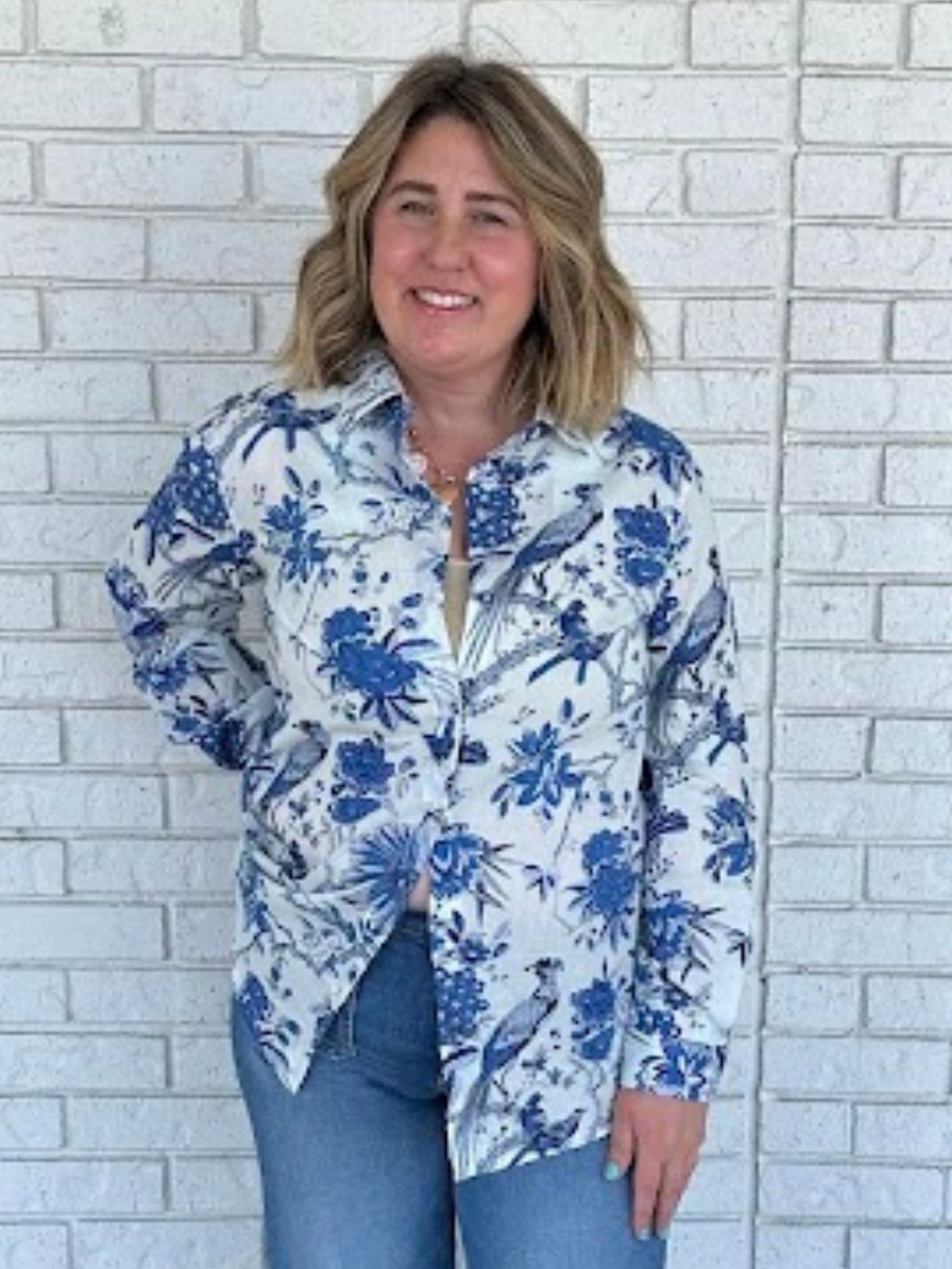 Fitz and Willa Russell Shirt Blue Toile