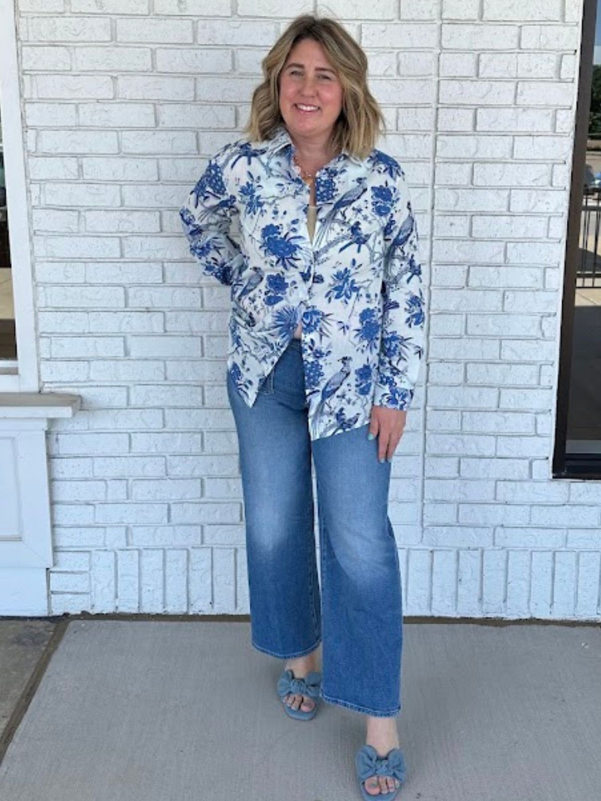 Fitz and Willa Russell Shirt Blue Toile