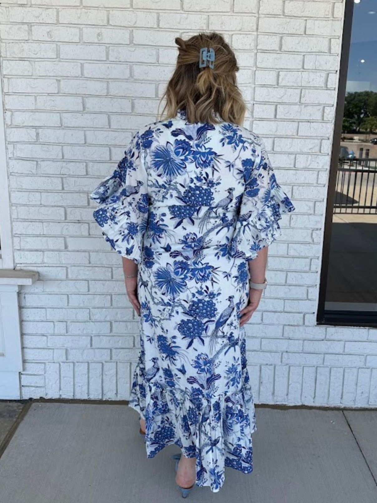 Fitz and Willa Soleil Maxi Dress in Blue Toile