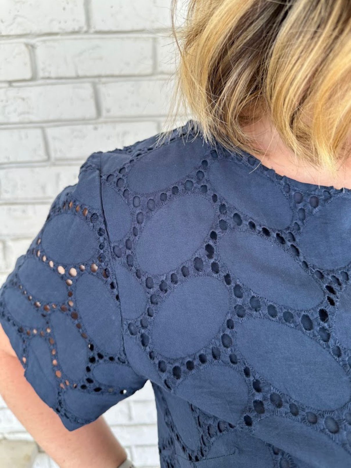 Fitz and Willa Swing Dress Navy Eyelet
