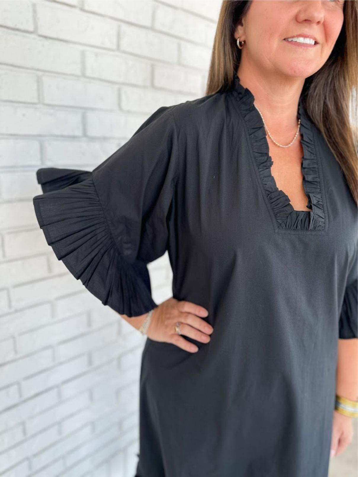 Fitzroy & Willa Soleil Maxi Ruffle Dress in Black