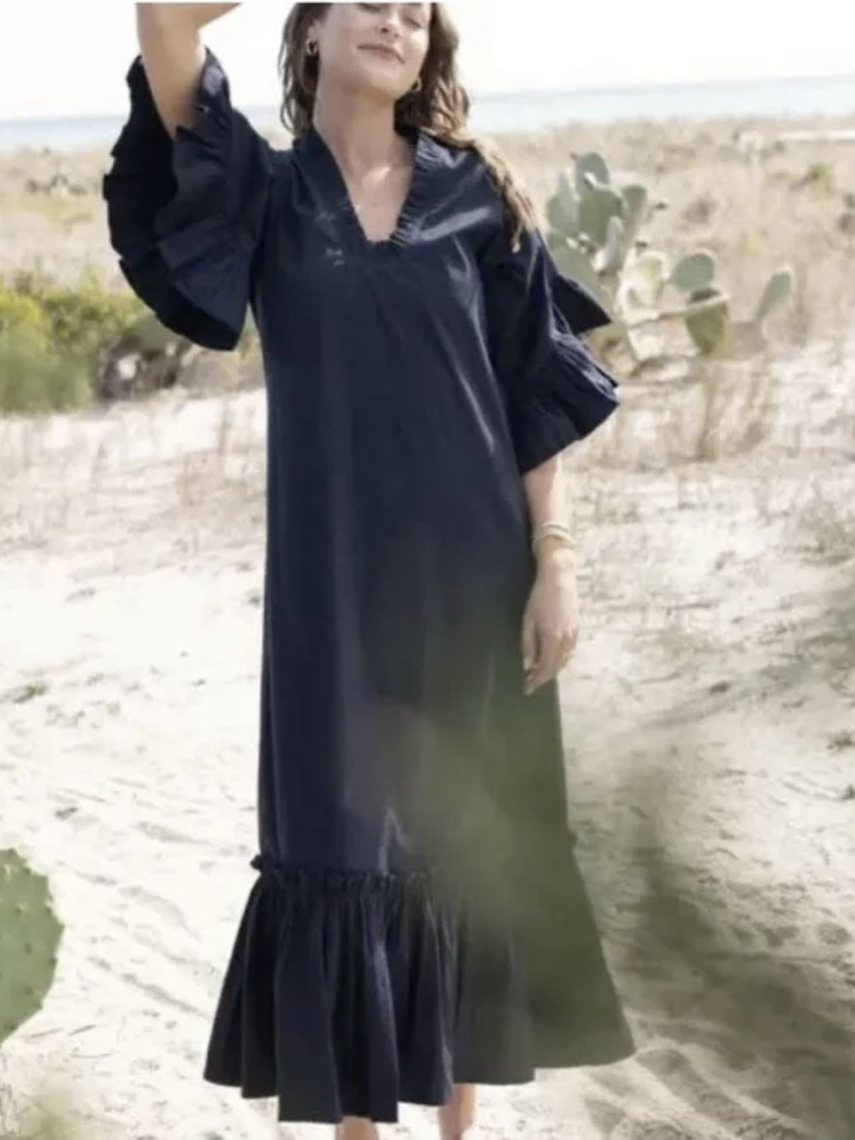 Fitzroy & Willa Soleil Maxi Ruffle Dress in Black