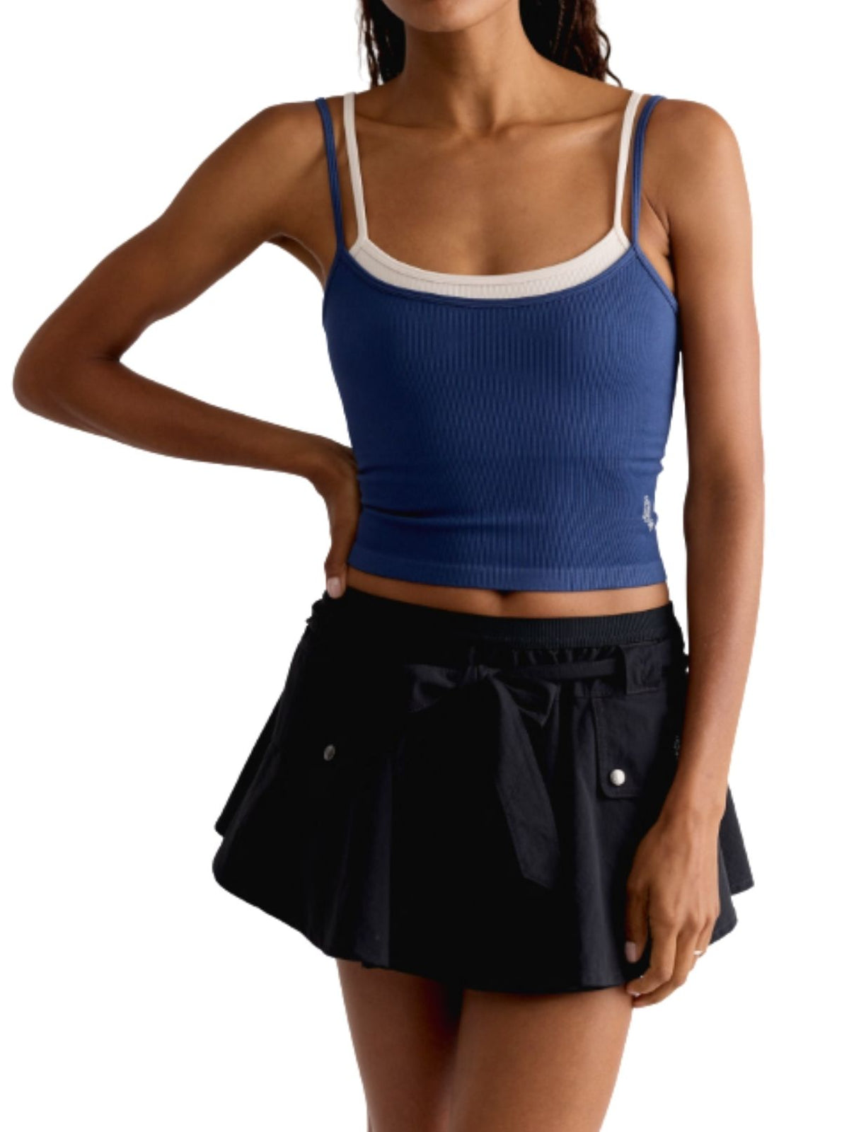 Free People All Clear Coastline Cami in Navy with Cream
