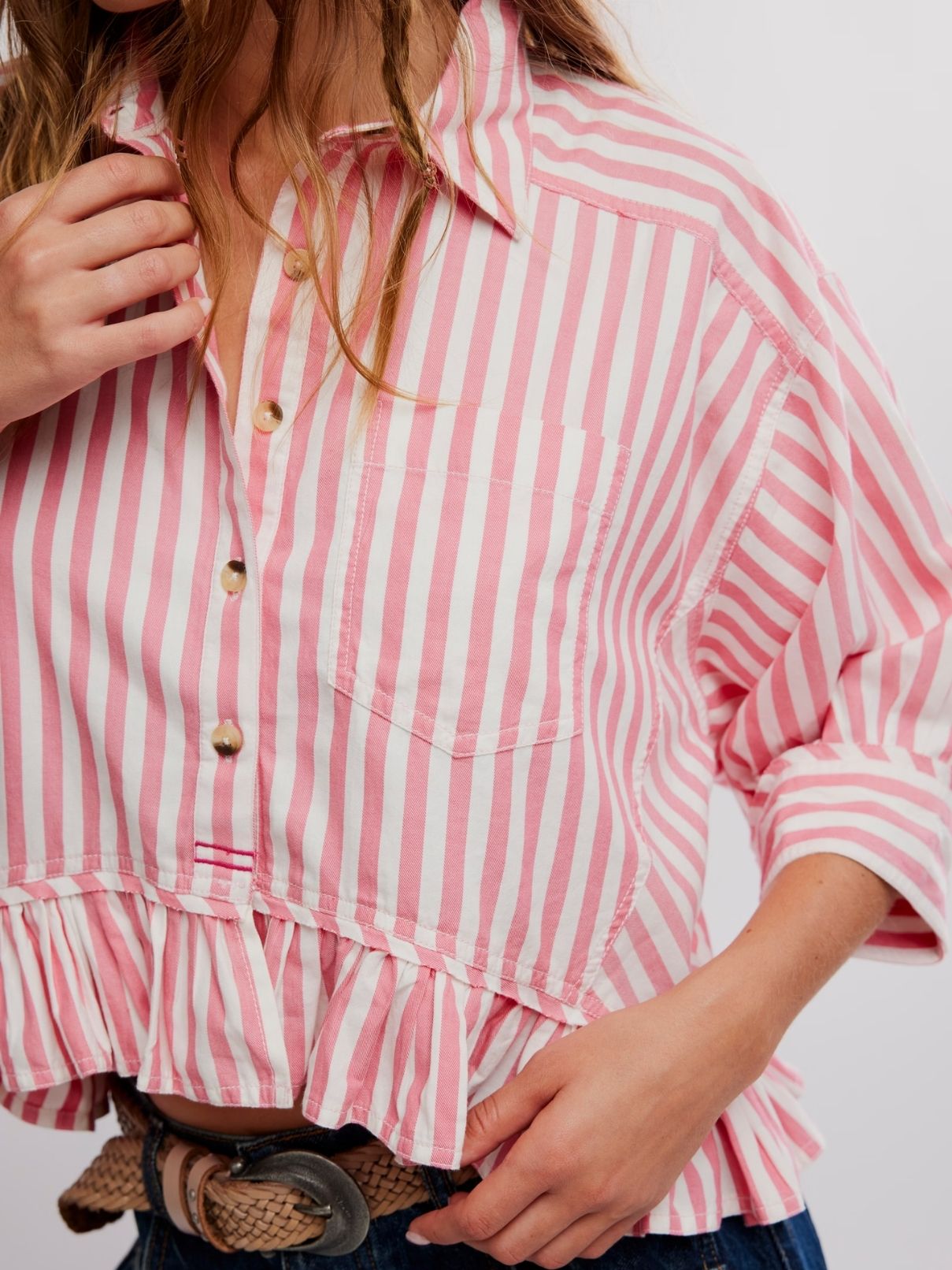 Free People Bailey Stripe Top in Coral Stripe