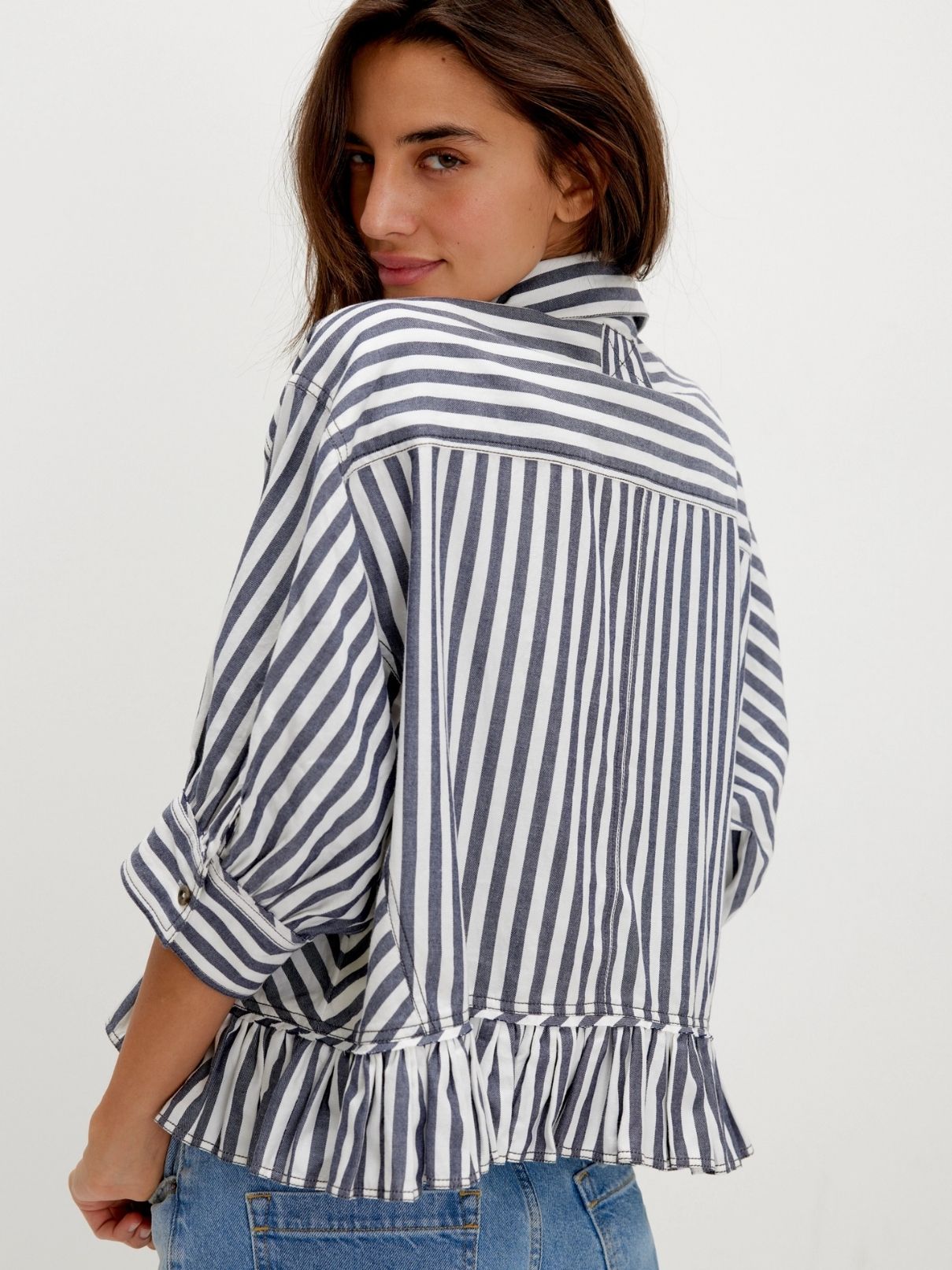 Free People Bailey Stripe Top in Nautical Navy