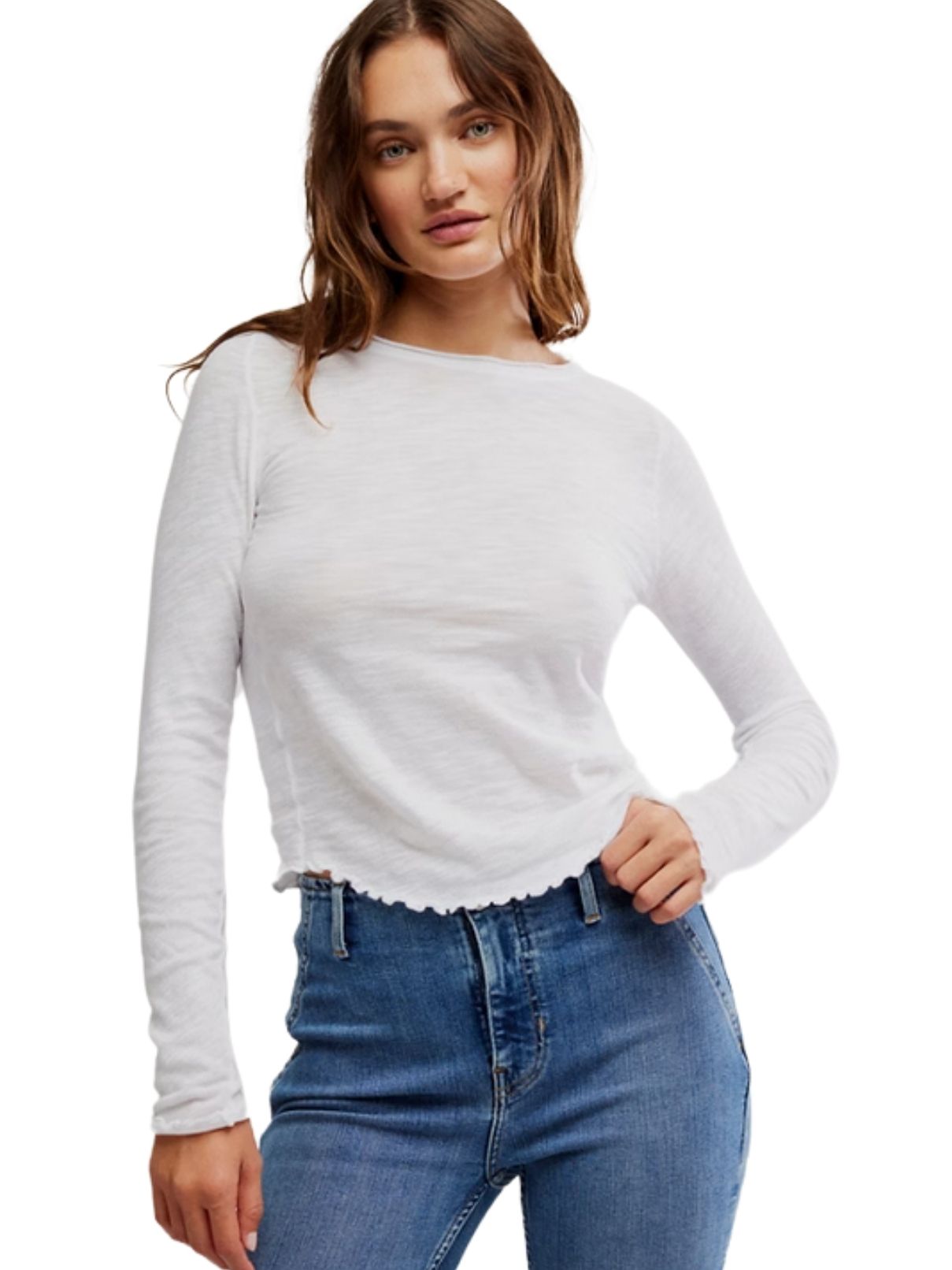 Free People Be My Baby L/S Top in  Ivory