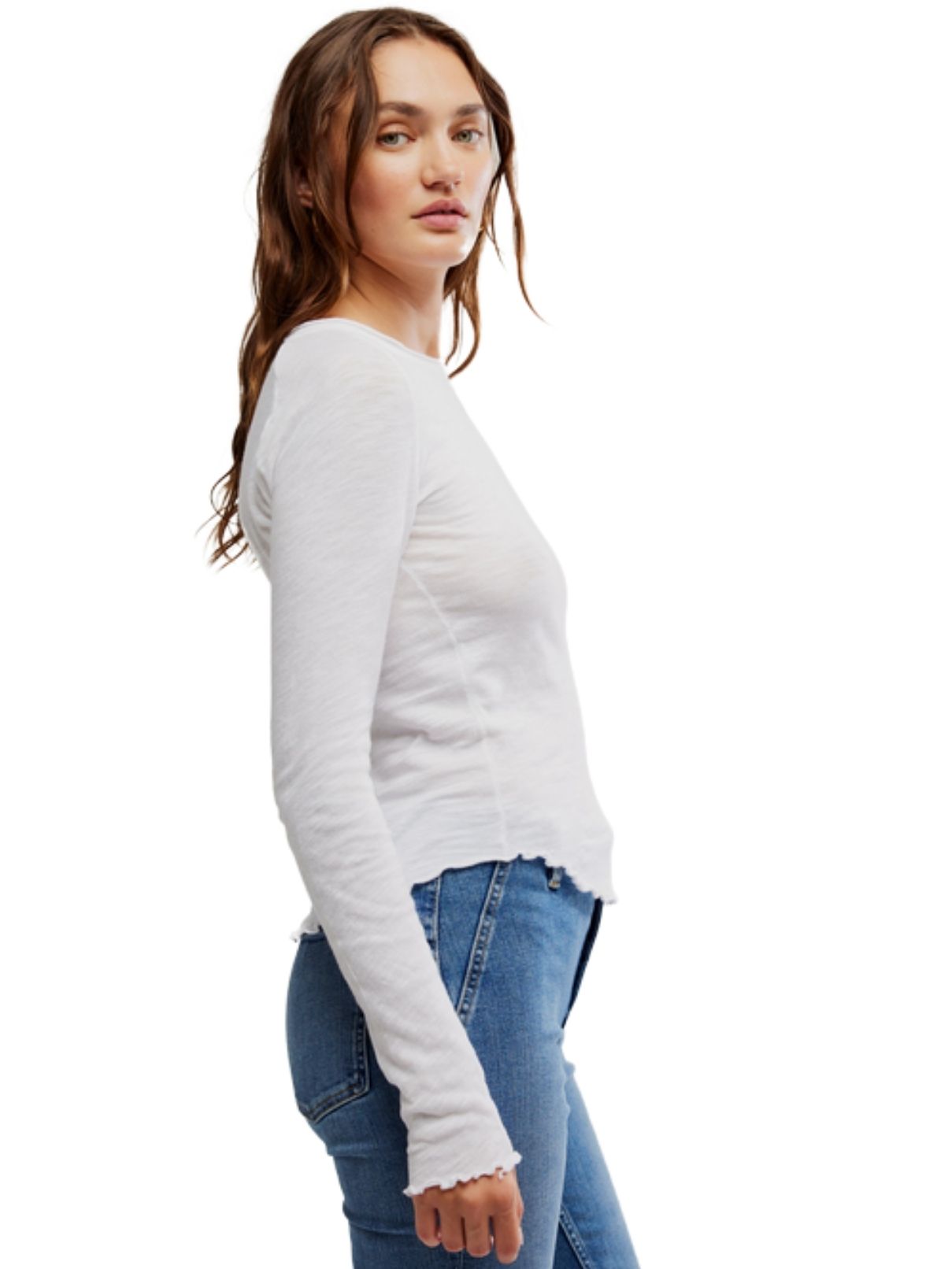 Free People Be My Baby L/S Top in  Ivory
