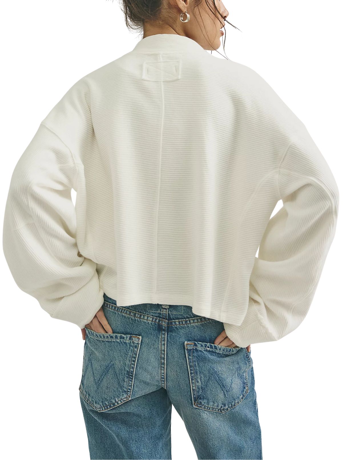 Free People Celeste Quarter Zip in Clean Ivory