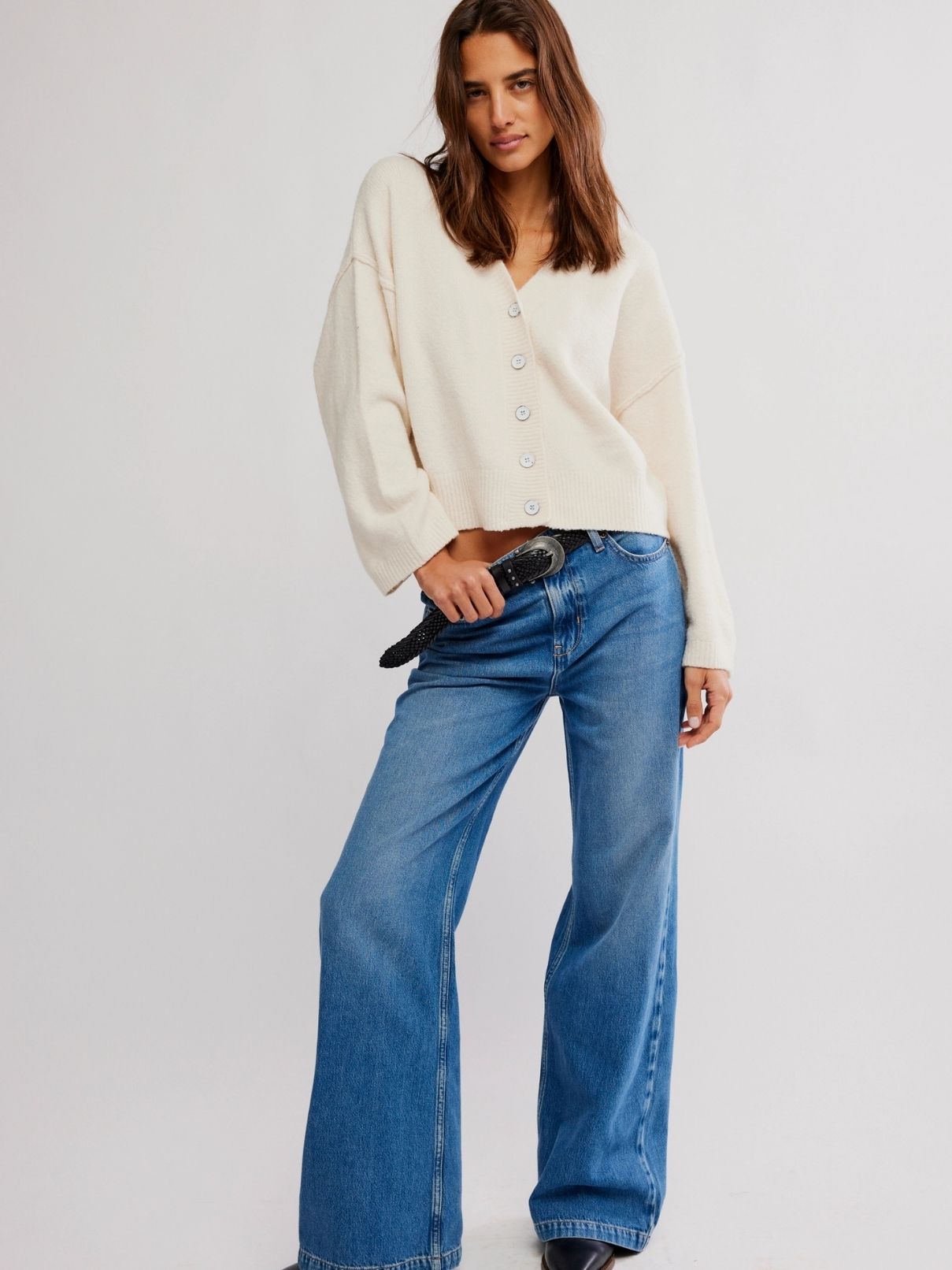 Free People Cool Of The Night Cardi in Ivory