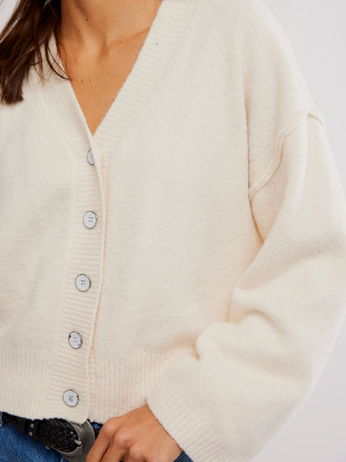 Free People Cool Of The Night Cardi in Ivory