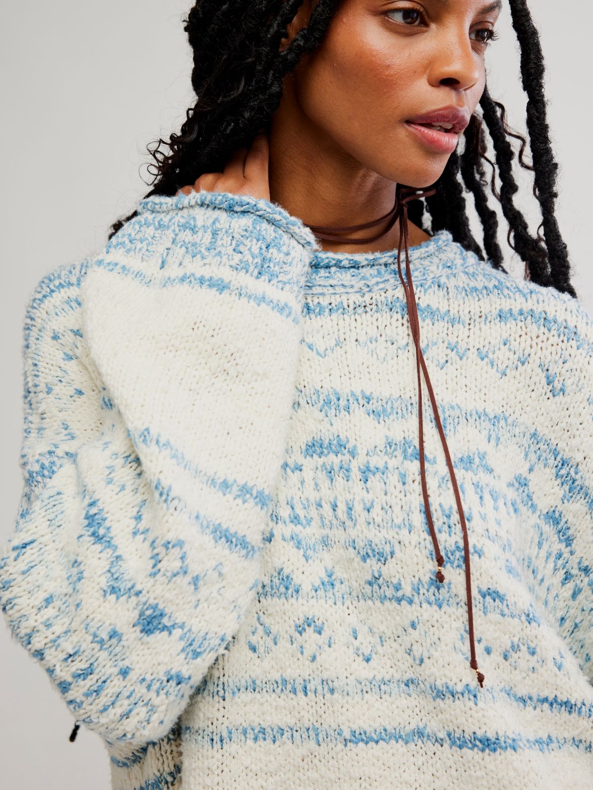 Free People Dani Pattern Sweater in Cloud