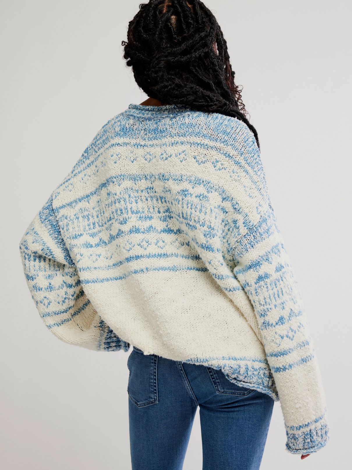 Free People Dani Pattern Sweater in Cloud