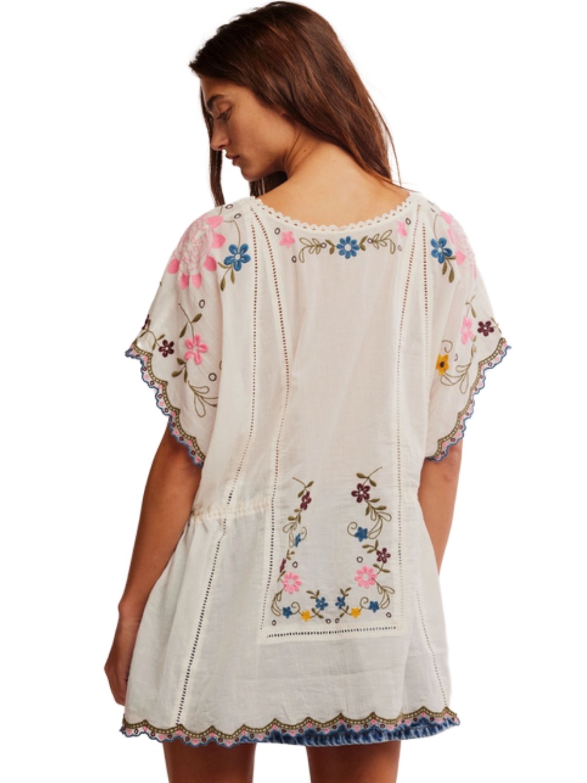 Free People Danielle Embroidered Top in Cloud Dancer