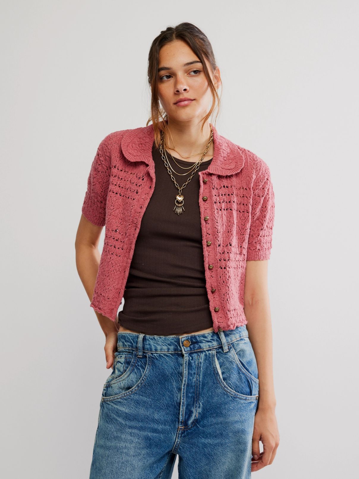 Free People Daylight Cardigan in Faded Rose