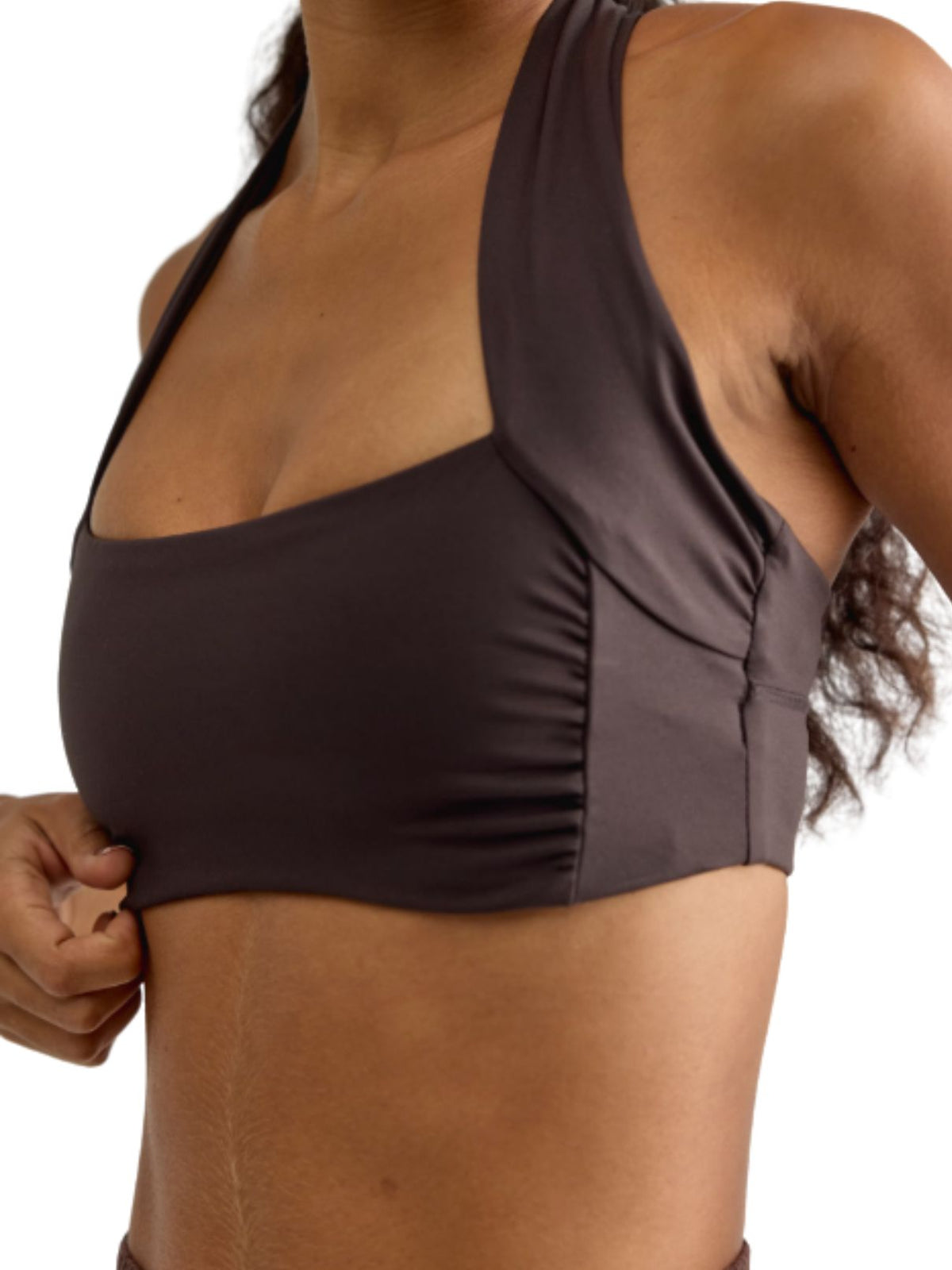 Free People Don't Let Go Halter Sports Bra in Chocolate