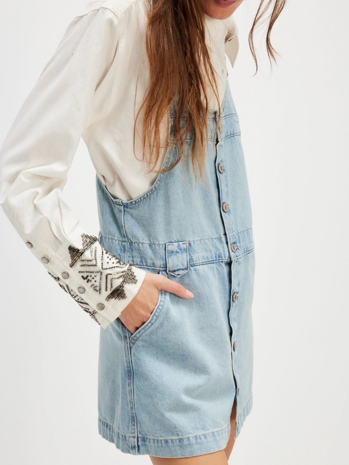Free People Edie Denim Skirtall in Apple Blues