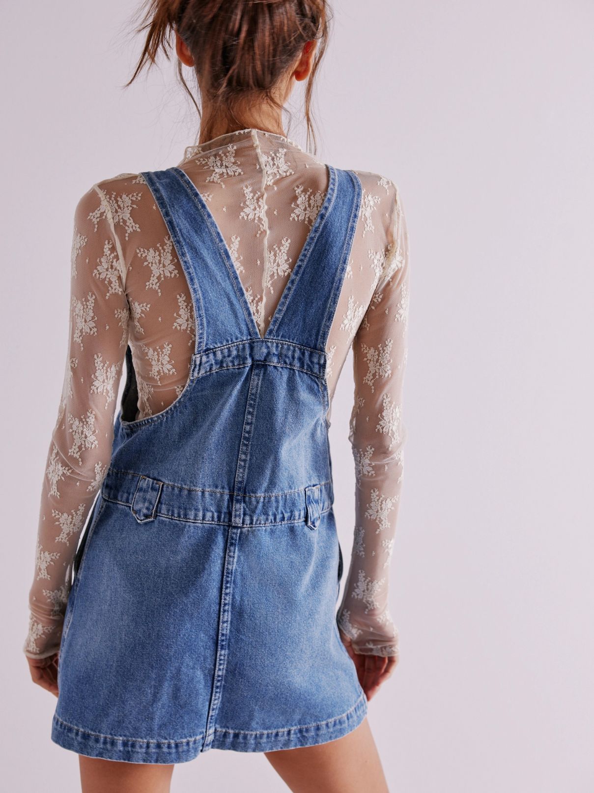 Free People Edie Denim Skirtall in Nimbus