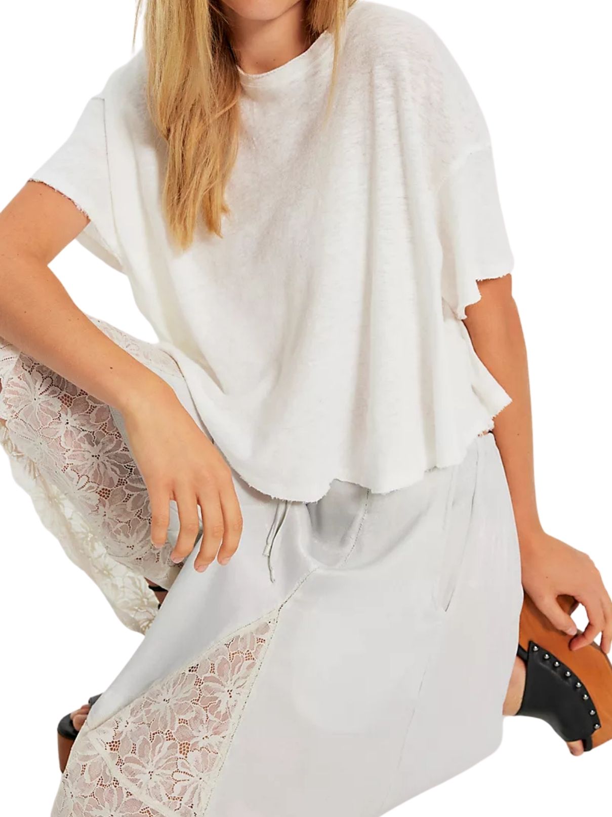 Free People Elsie Swing Tee in Whisper White