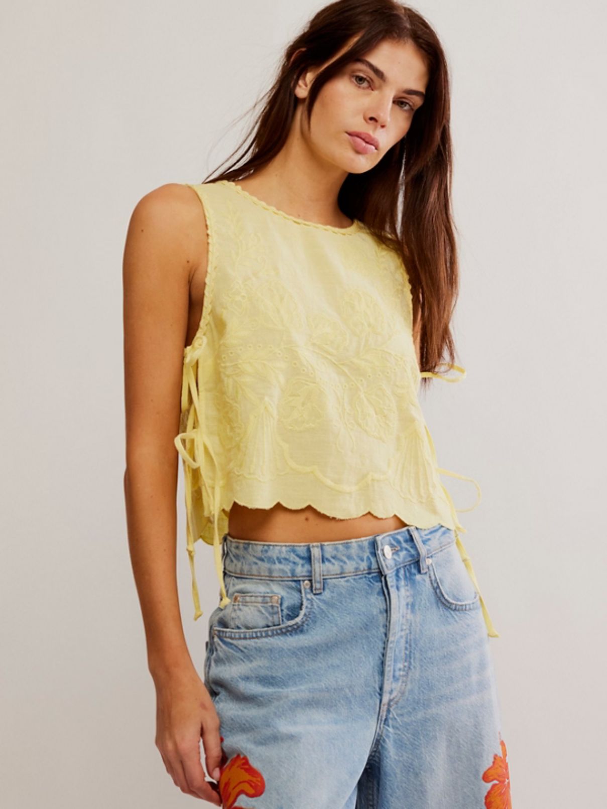 Free People Faded Gardens Tank in Summer Lemon