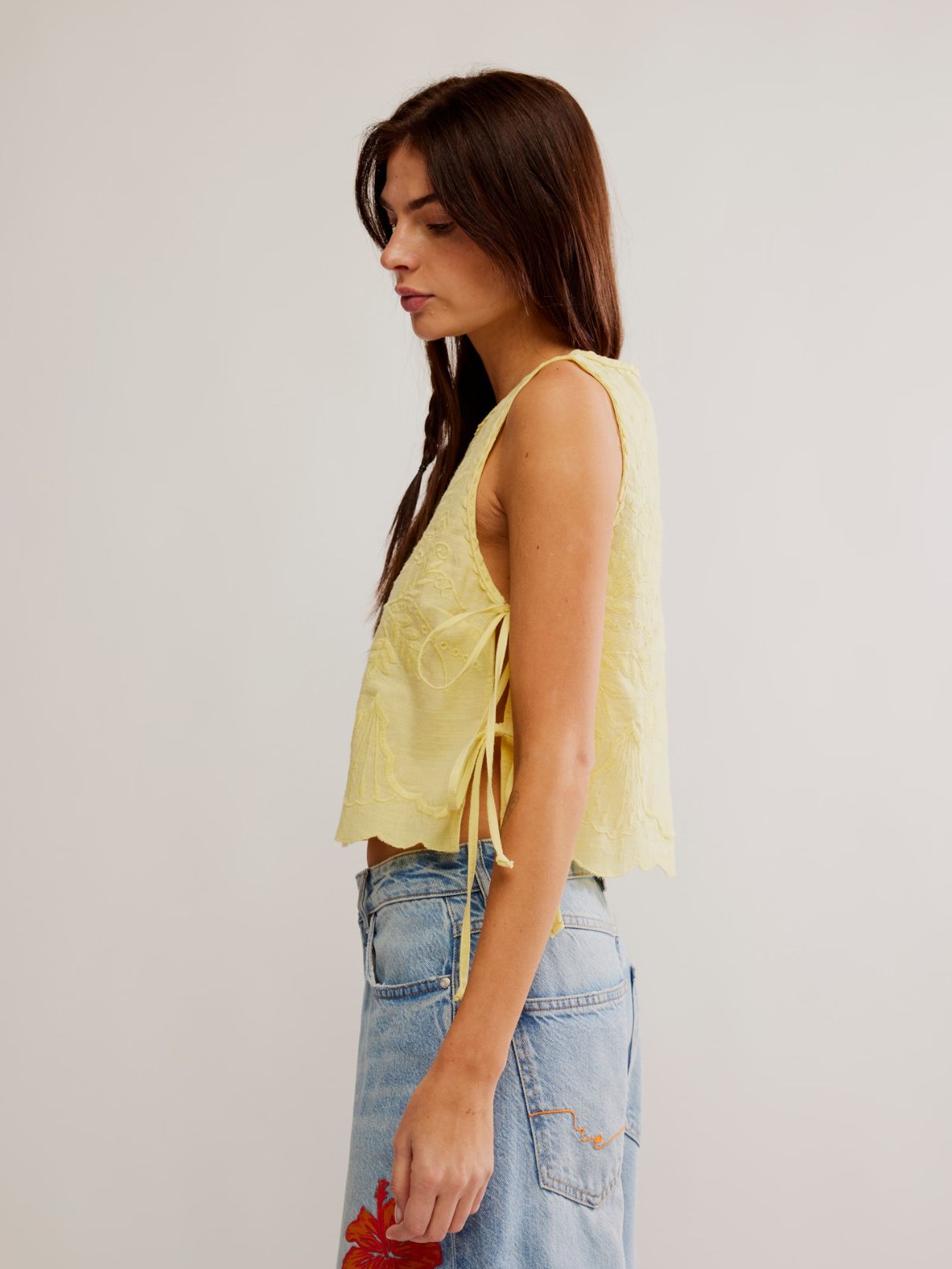 Free People Faded Gardens Tank in Summer Lemon