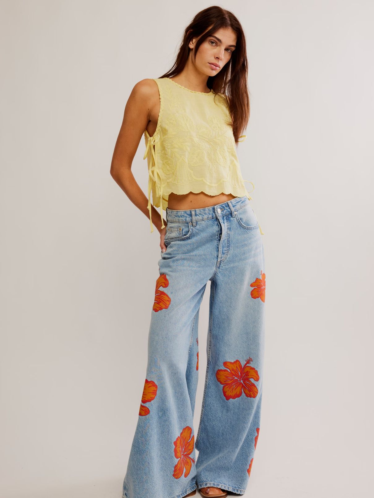 Free People Faded Gardens Tank in Summer Lemon