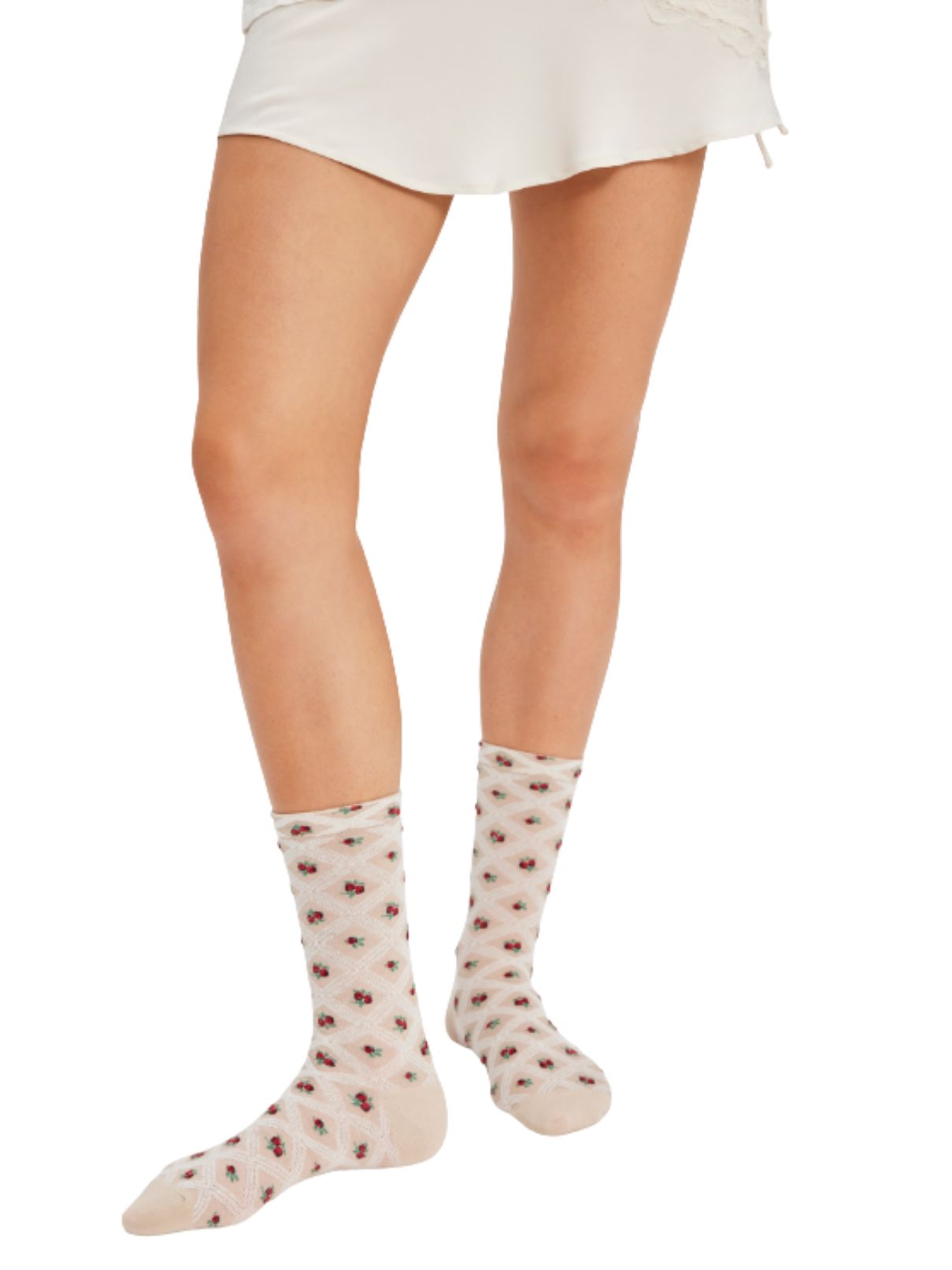 Free People Floral Jacquard Trouser Socks – Ivory