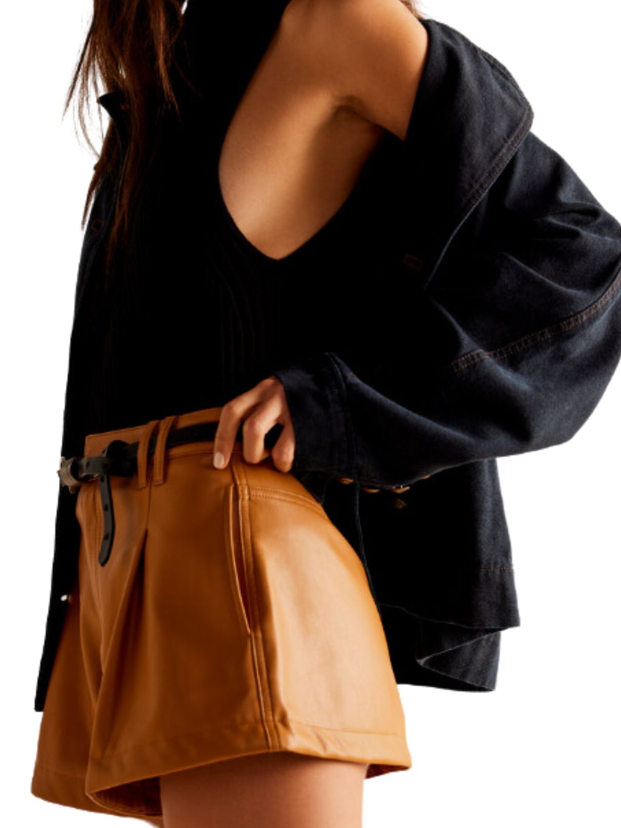 Free People Free Reign Vegan Shorts in Brown Sugar