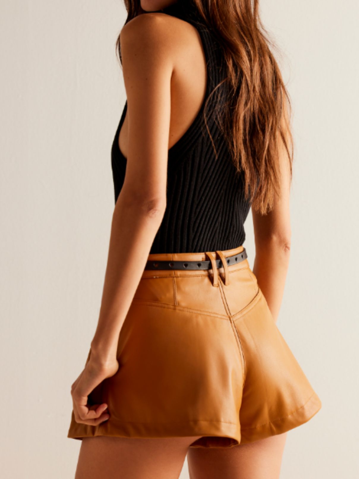 Free People Free Reign Vegan Shorts in Brown Sugar