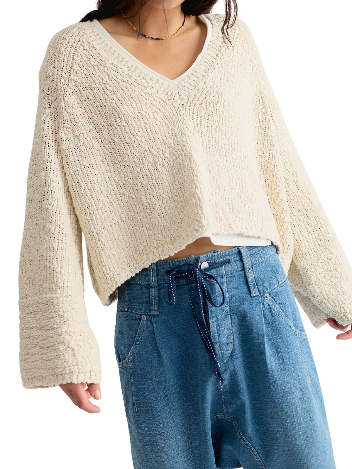 Free People Heartland Cotton Pullover in Tofu