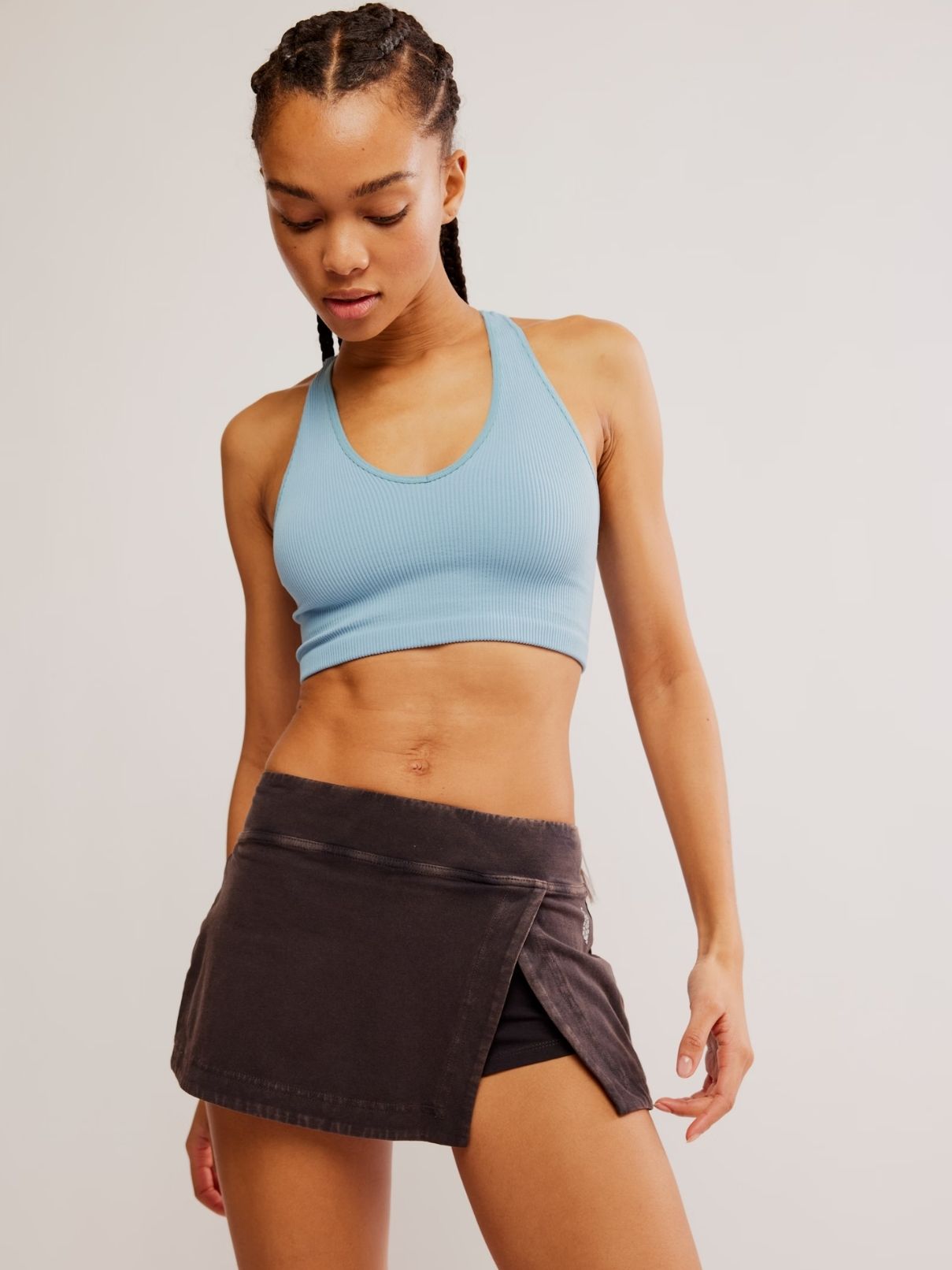 Free People Hot Shot Mini Skirt in Black