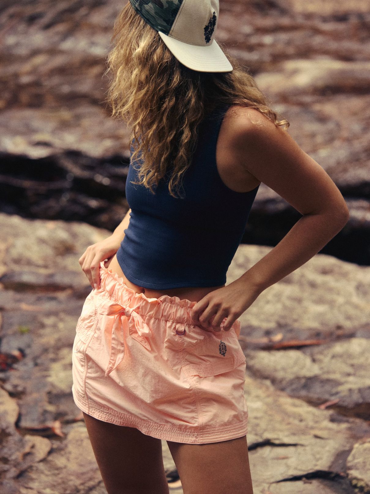 Free People In The Wild Skort in Pastel Peach