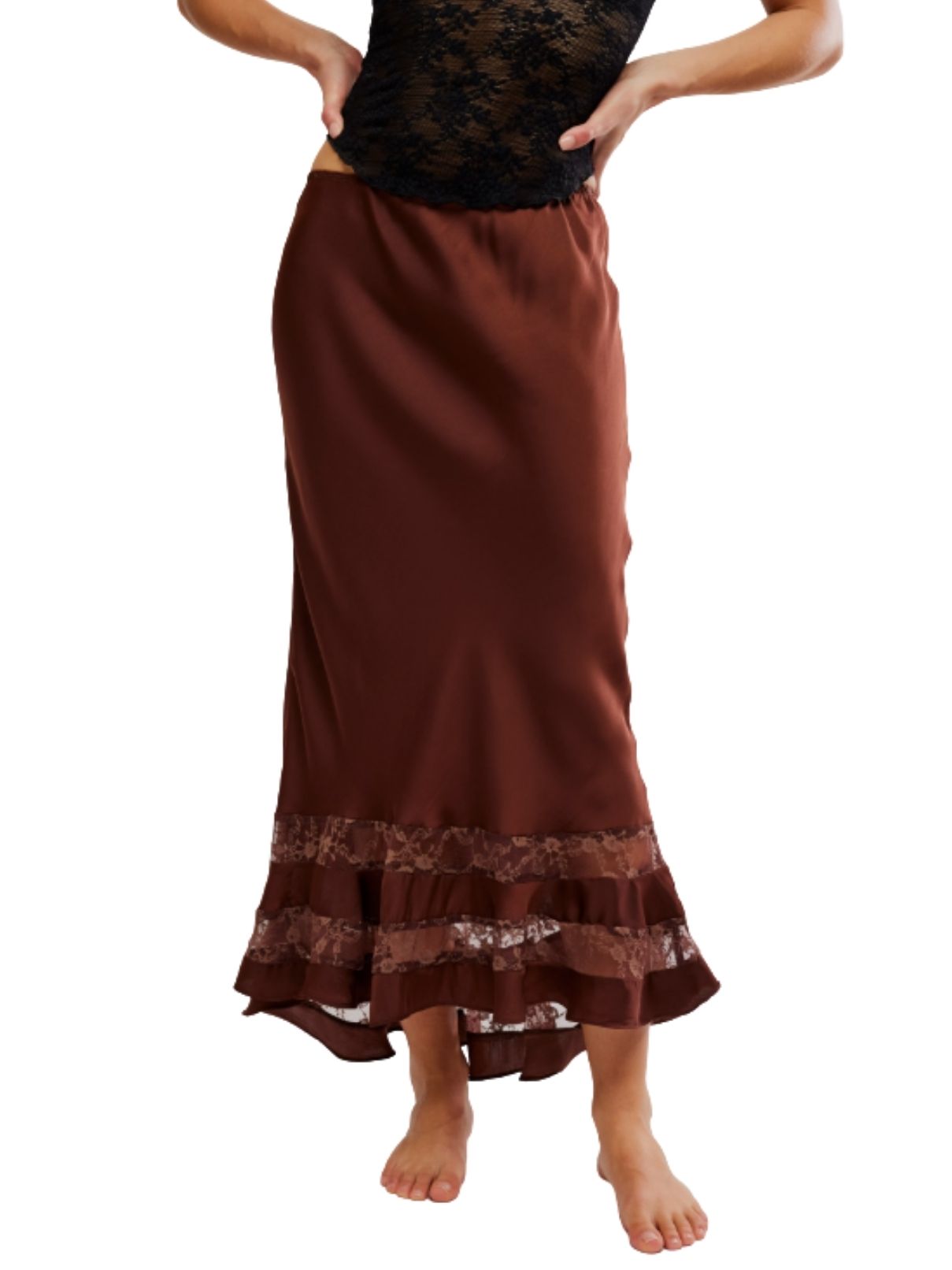 Free People Long Lost Lover Half Slip – Spiced Chocolate
